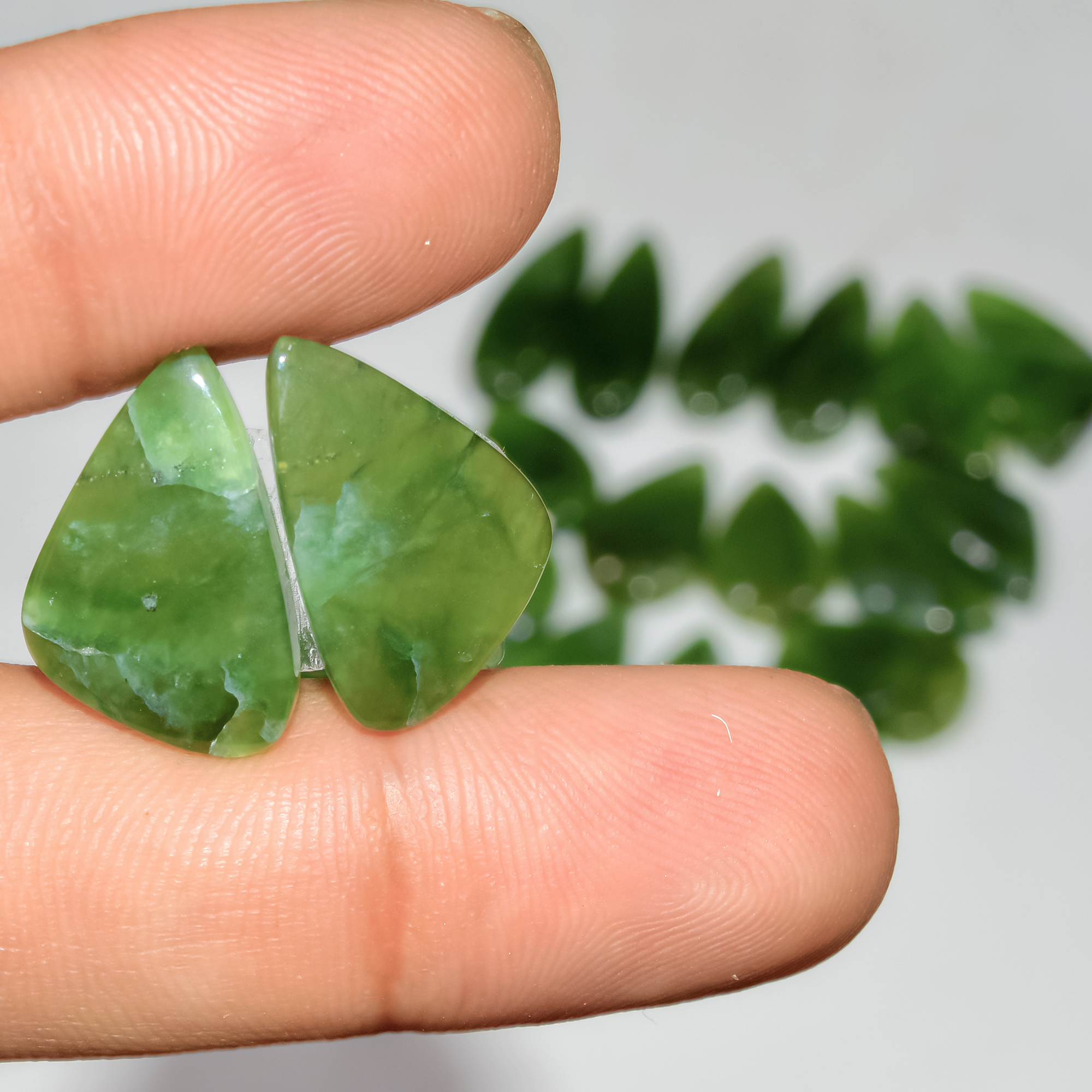 10 Pairs 151Cts Natural Green Serpentine Loose Cabochon Mixed Shapes and Size Lot 24x9 16x10mm 18309