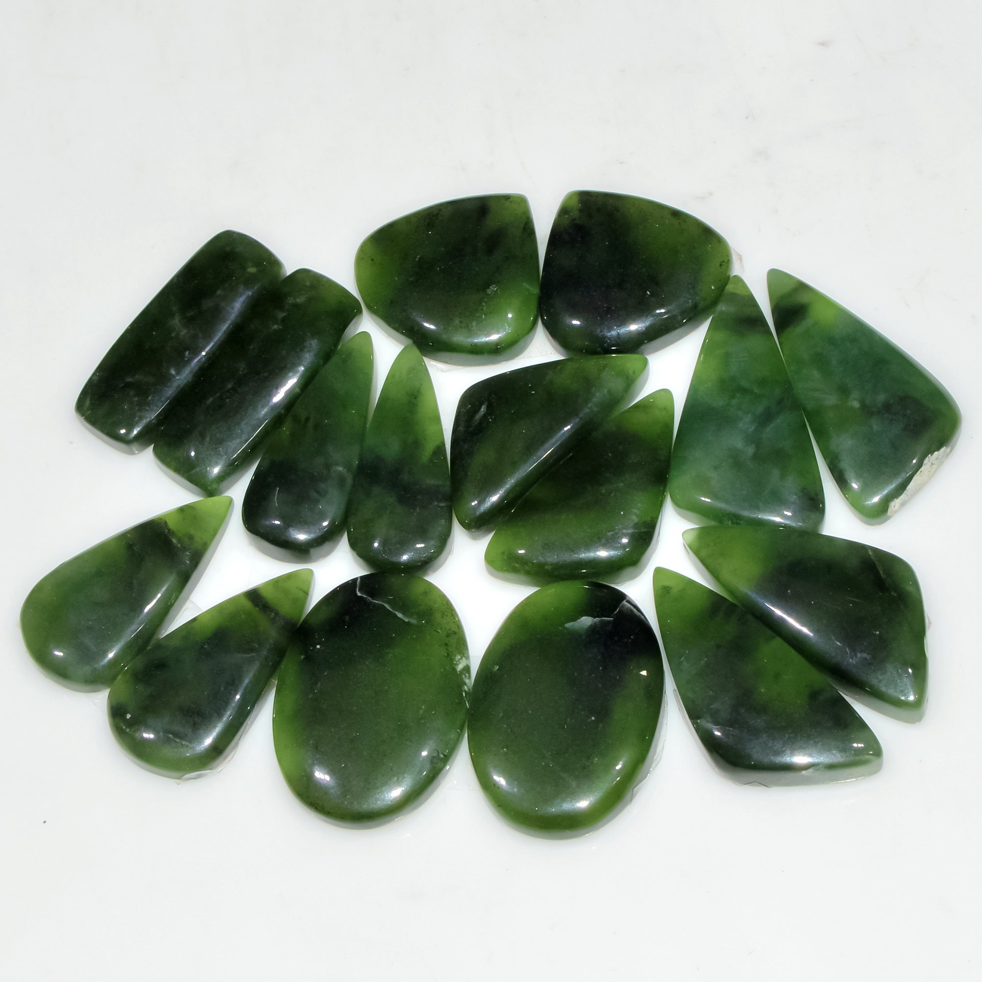 8 Pairs 155Cts Natural Green Serpentine Loose Cabochon Mixed Shapes and Size Lot 25x10 15x15mm 18310