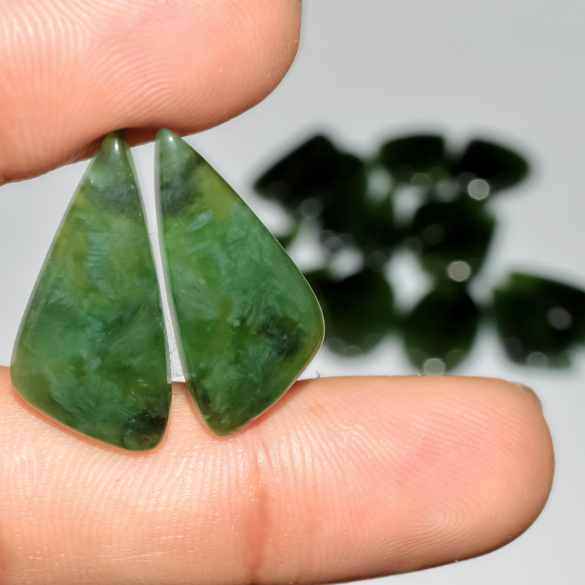 8 Pairs 155Cts Natural Green Serpentine Loose Cabochon Mixed Shapes and Size Lot 25x10 15x15mm 18310