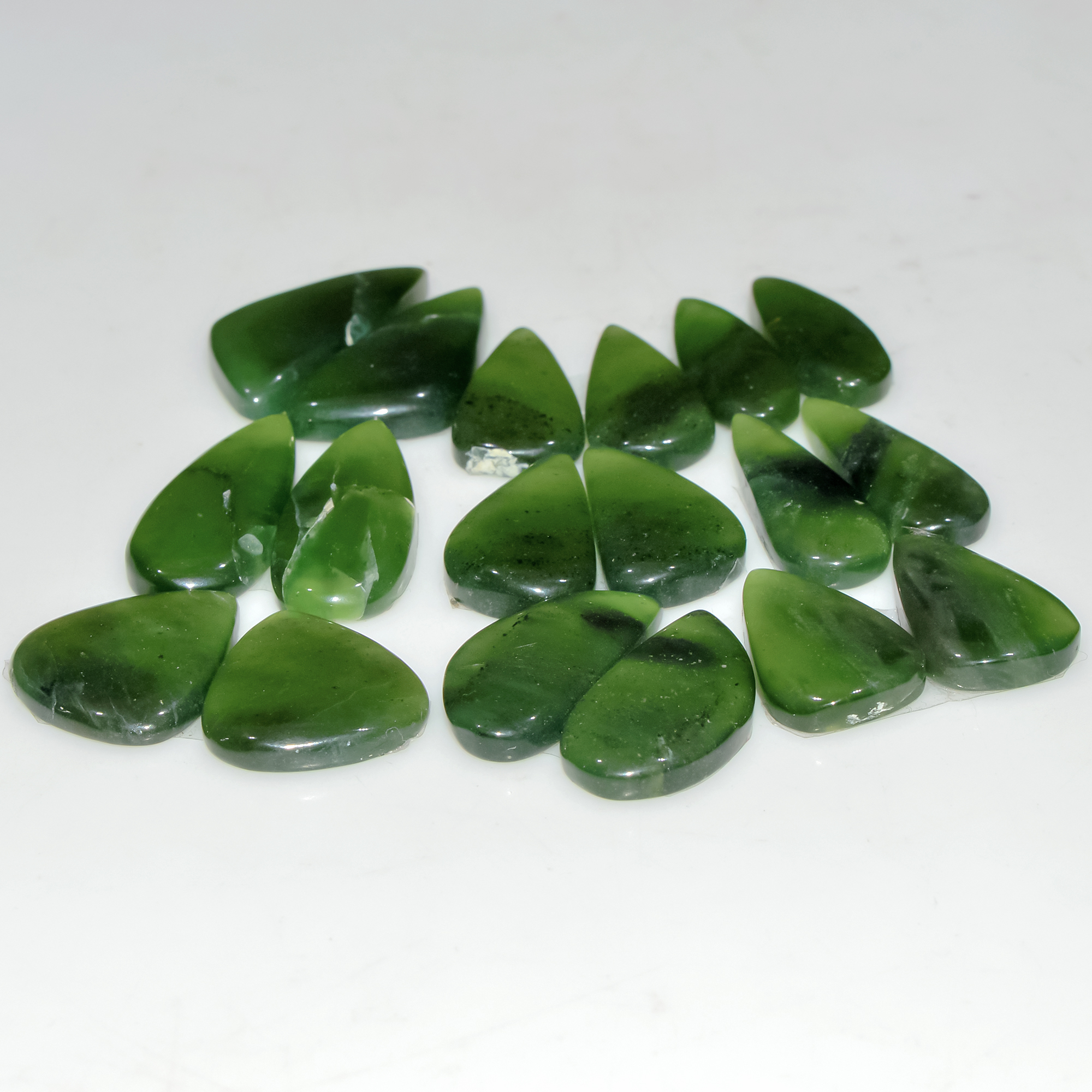 8 Pairs 118Cts Natural Green Serpentine Loose Cabochon Mixed Shapes and Size Lot 24x10 16x10mm 18311