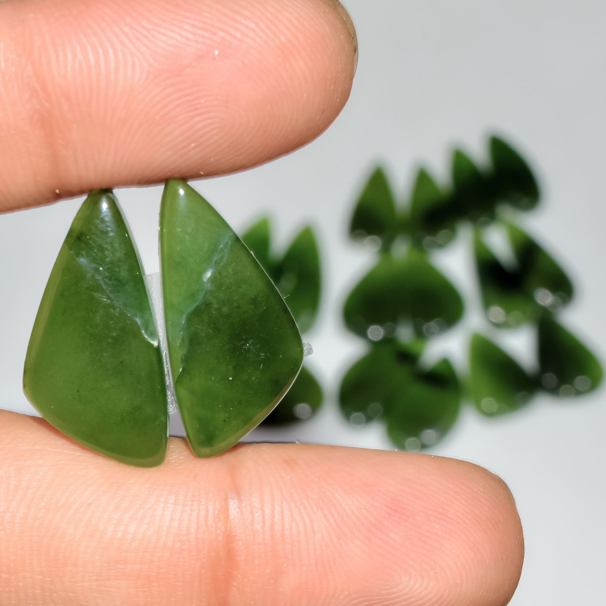8 Pairs 118Cts Natural Green Serpentine Loose Cabochon Mixed Shapes and Size Lot 24x10 16x10mm 18311