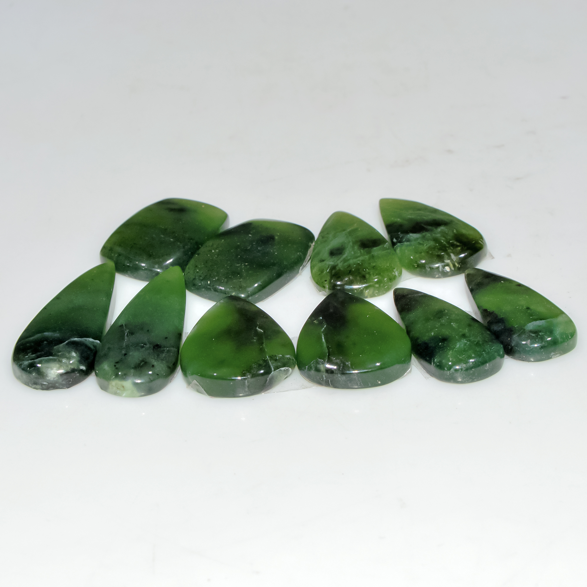 5 Pairs 100 Cts Natural Green Serpentine Loose Cabochon Mixed Shapes and Size Lot 29x10 20x14mm 18312