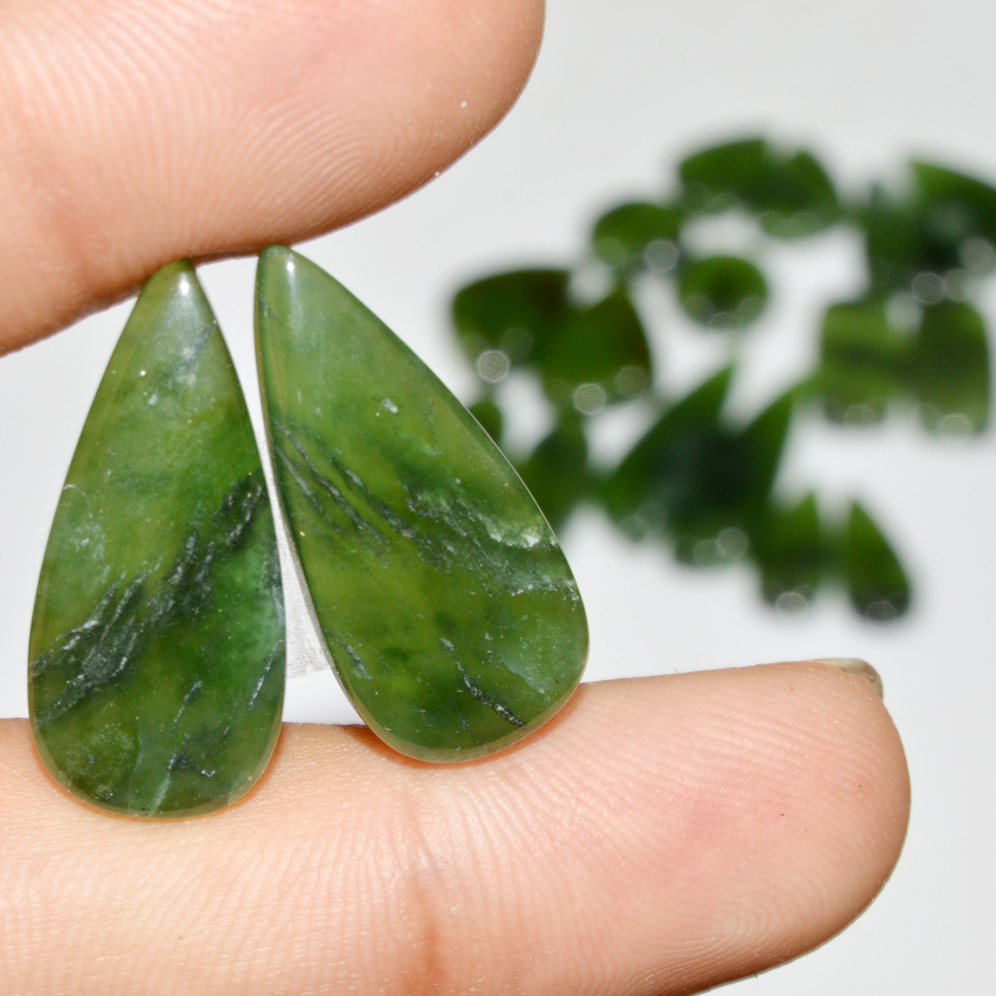 9 Pairs 159 Cts Natural Green Serpentine Loose Cabochon Mixed Shapes and Size Lot 30x9 11x11mm 18314