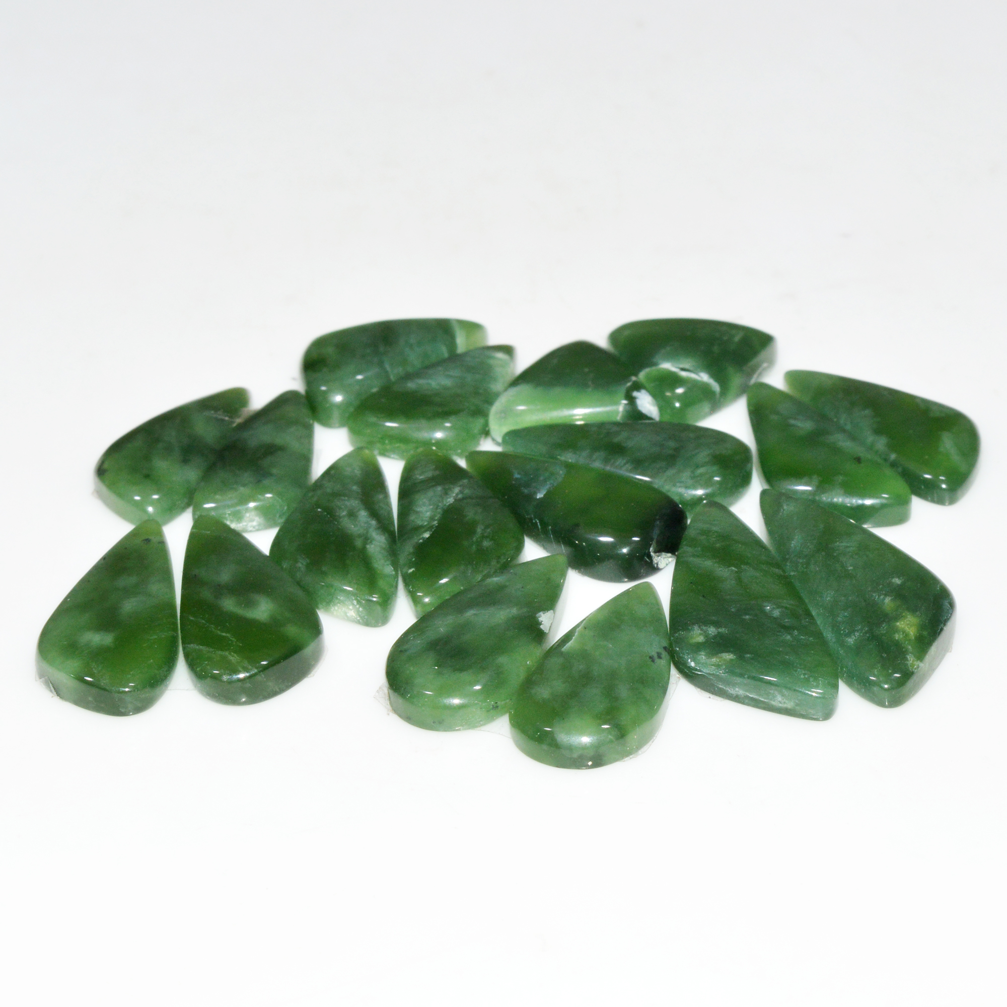 9 Pairs 150 Cts Natural Green Serpentine Loose Cabochon Mixed Shapes and Size Lot 30x10 19x10mm 18315