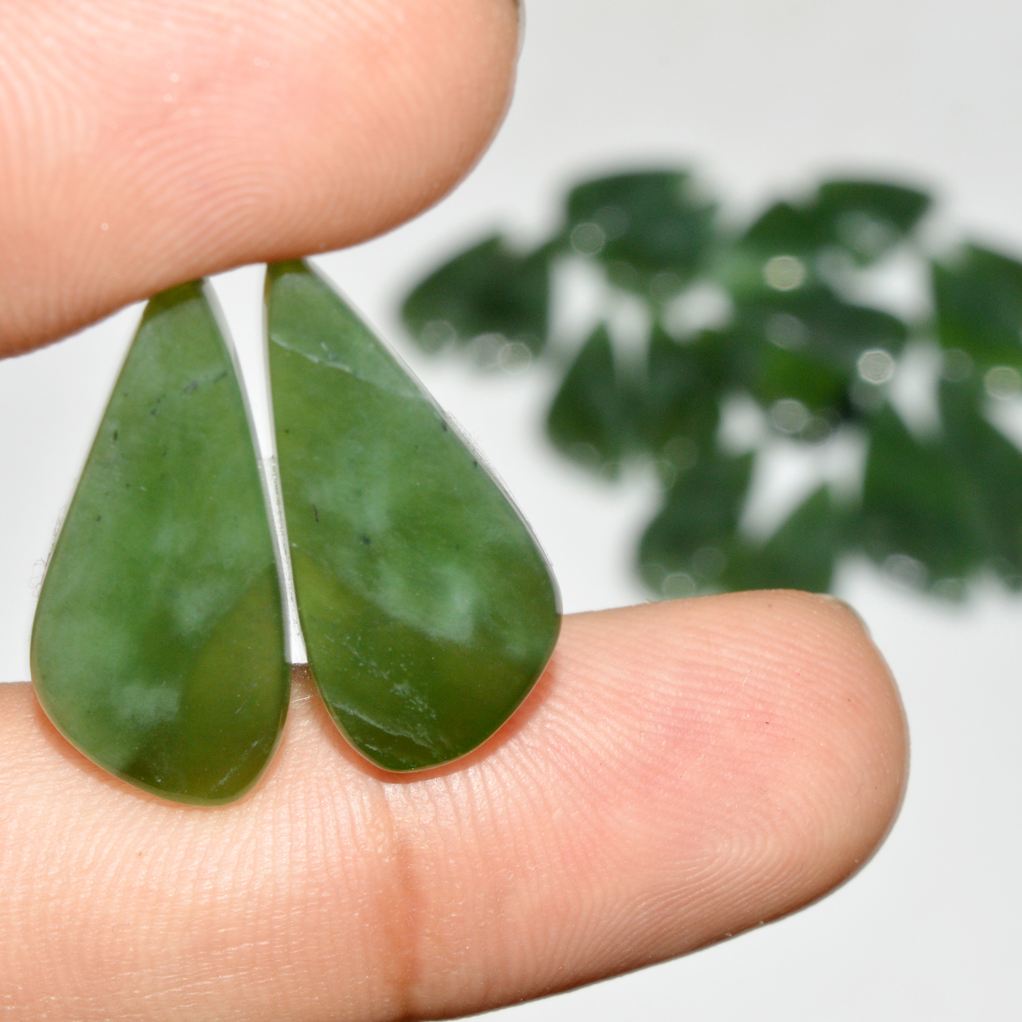 9 Pairs 150 Cts Natural Green Serpentine Loose Cabochon Mixed Shapes and Size Lot 30x10 19x10mm 18315
