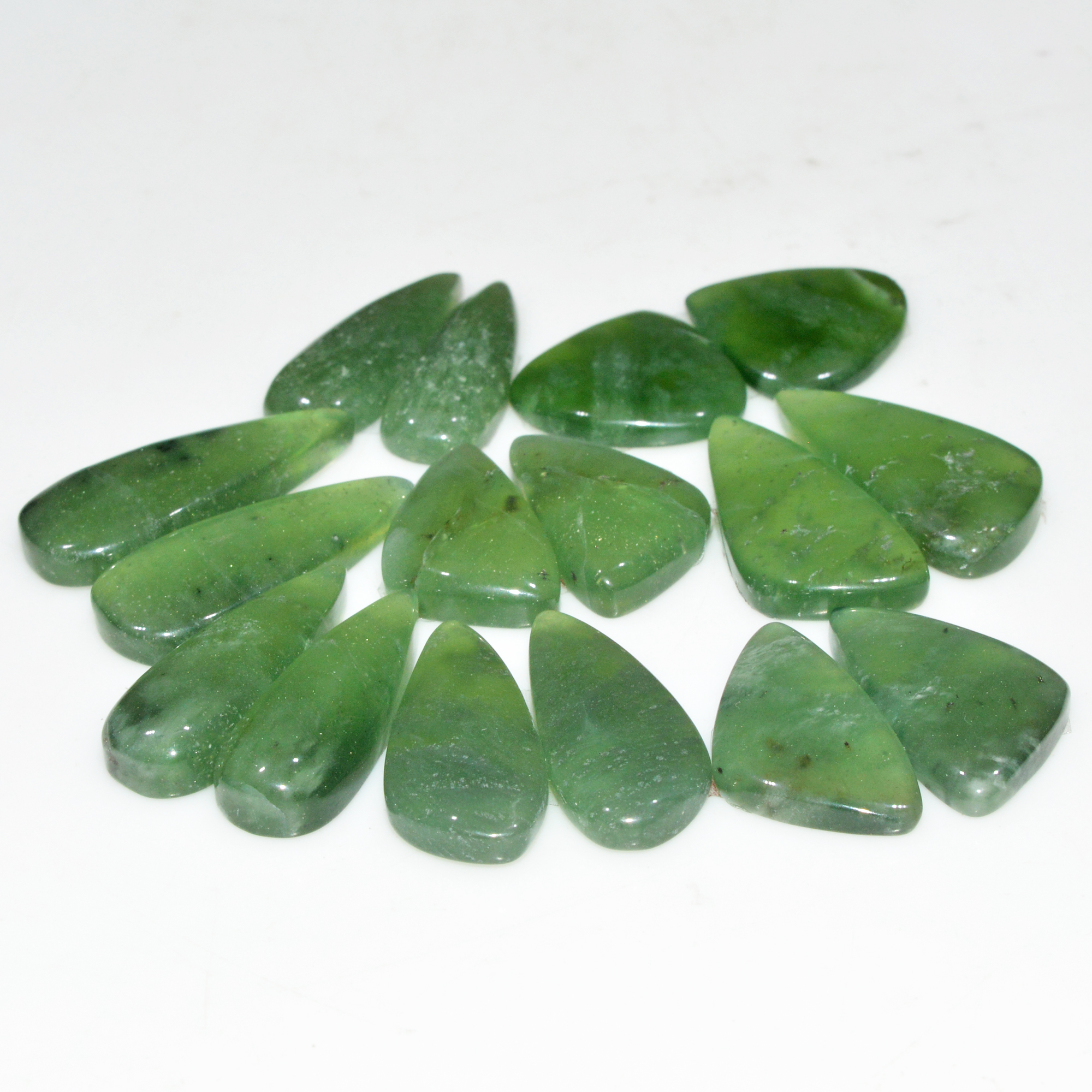 8 Pairs 126 Cts Natural Green Serpentine Loose Cabochon Mixed Shapes and Size Lot 25x9 15x15mm 18317