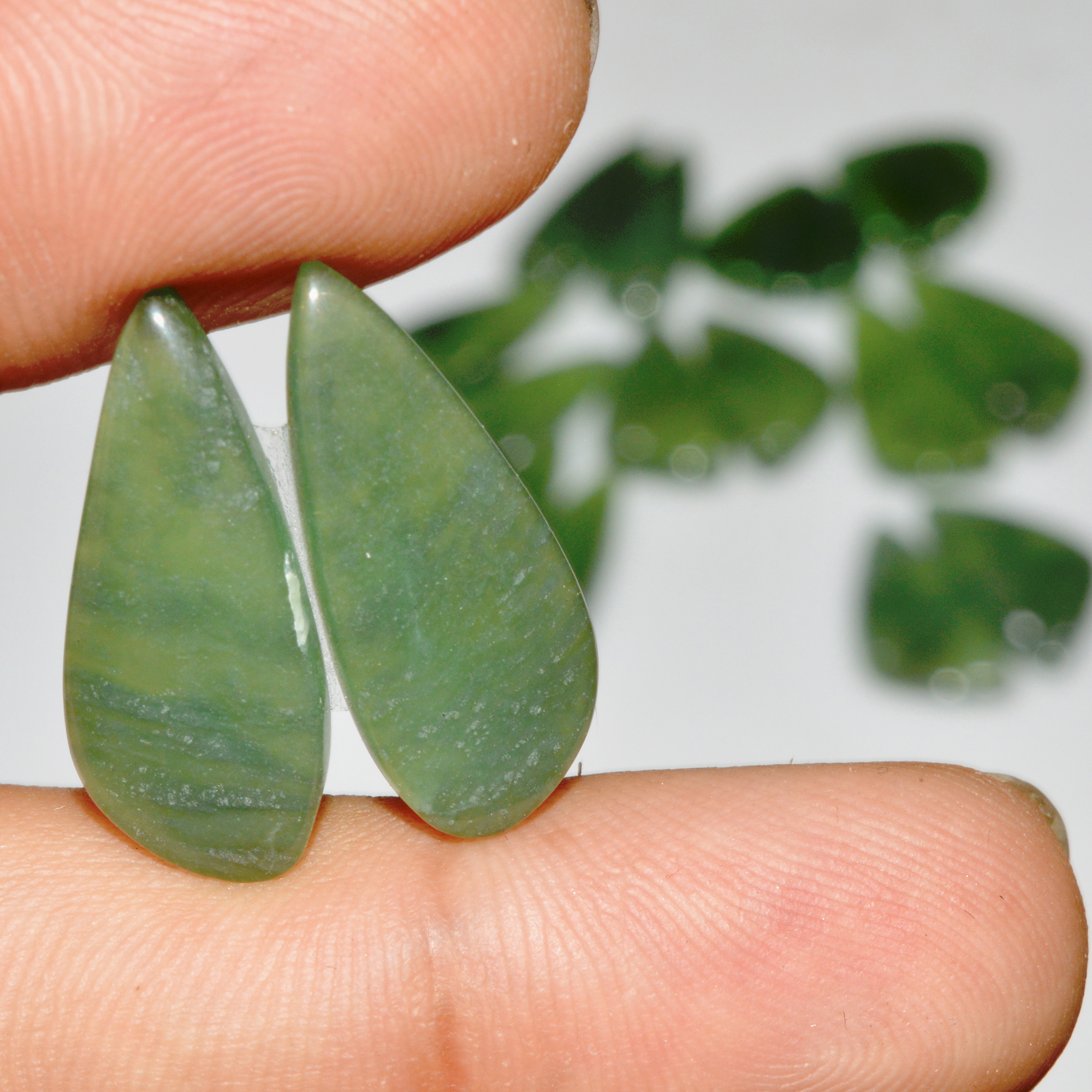 8 Pairs 126 Cts Natural Green Serpentine Loose Cabochon Mixed Shapes and Size Lot 25x9 15x15mm 18317