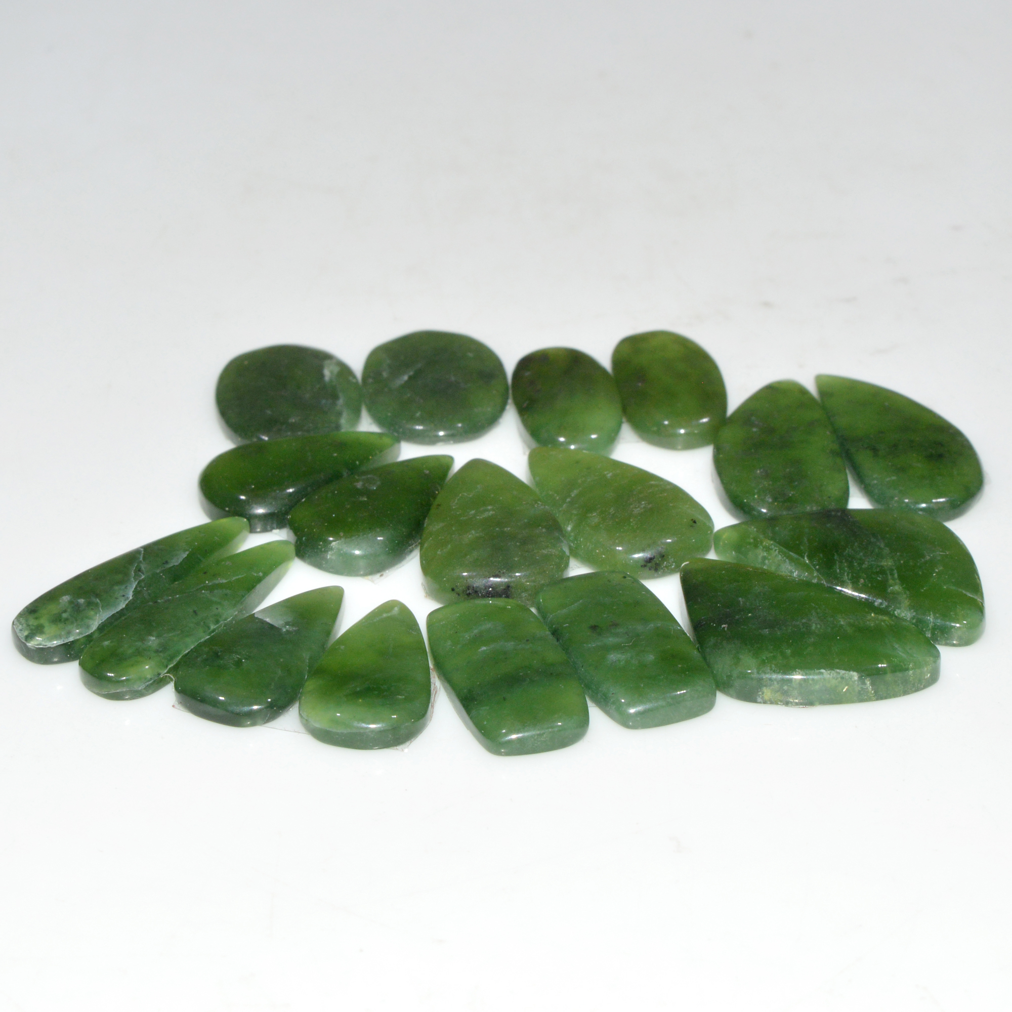 9 Pairs 131 Cts Natural Green Serpentine Loose Cabochon Mixed Shapes and Size Lot 24x10 17x9mm 18318