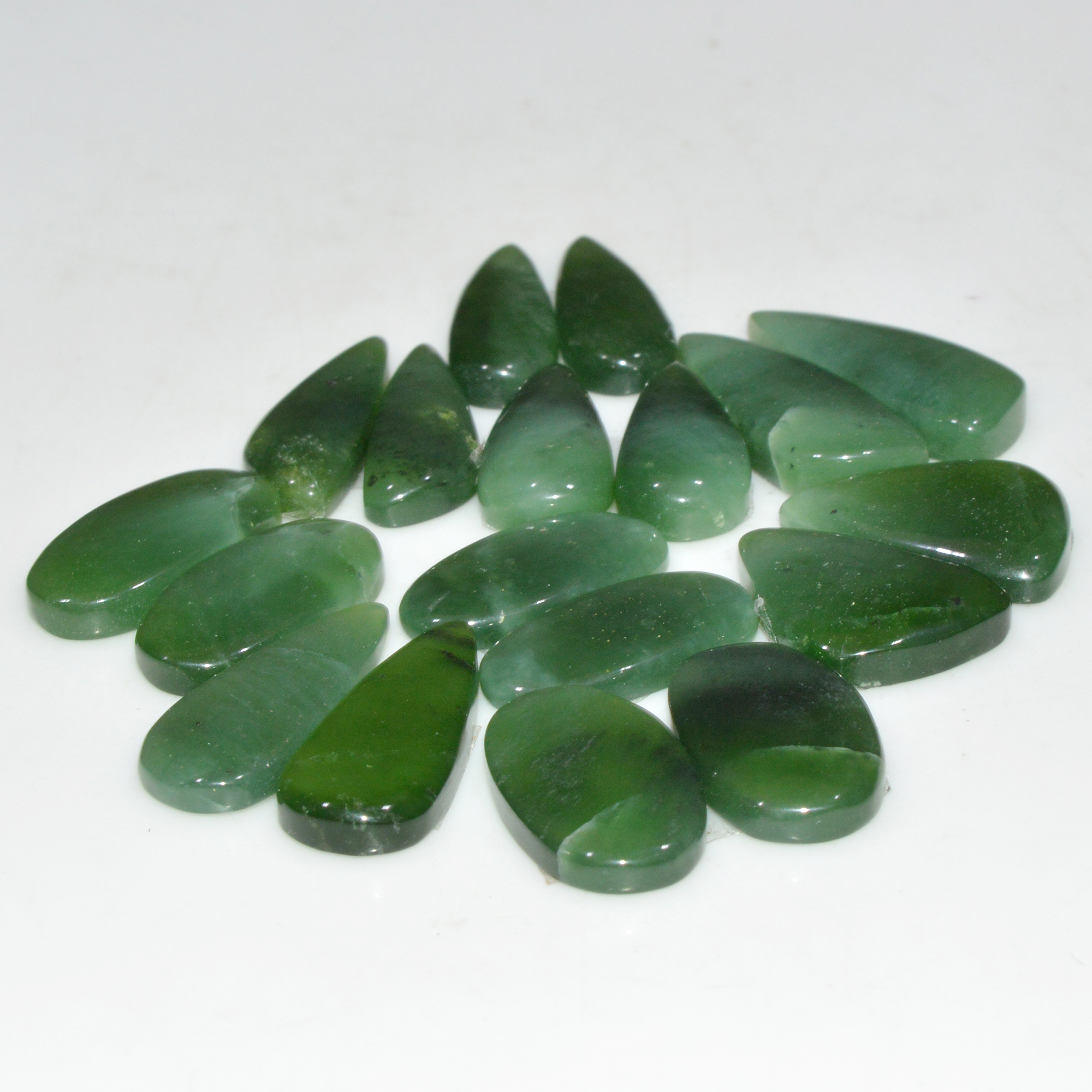 9 Pairs 153 Cts Natural Green Serpentine Loose Cabochon Mixed Shapes and Size Lot 25x9 20x10mm 18319