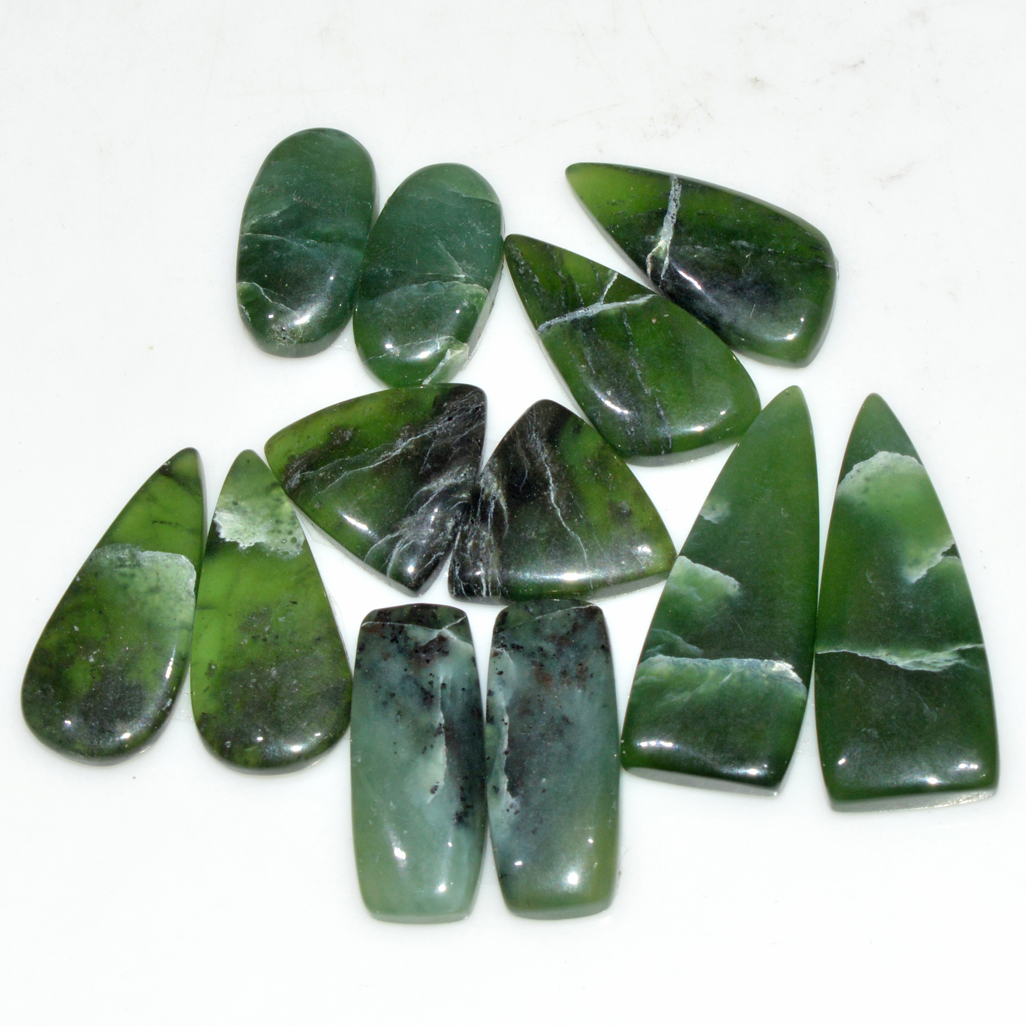 6 Pairs 127 Cts Natural Serpentine Flat Back Loose Gemstone For Crystal Healing And Reiki 31x11 15x15mm 18320