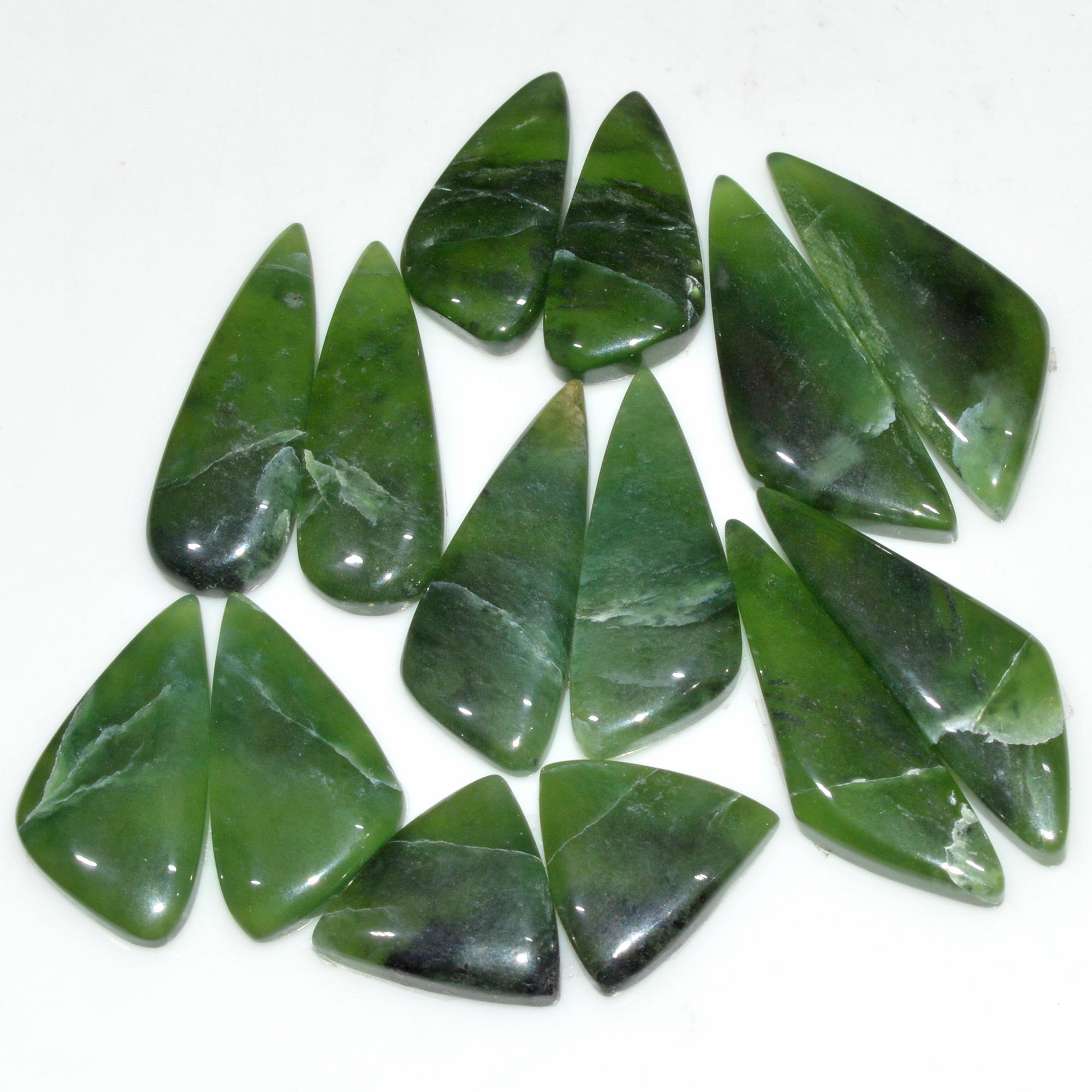 7 Pairs 144 Cts Natural Serpentine Flat Back Loose Gemstone For Crystal Healing And Reiki 30x10 15x14mm 18321