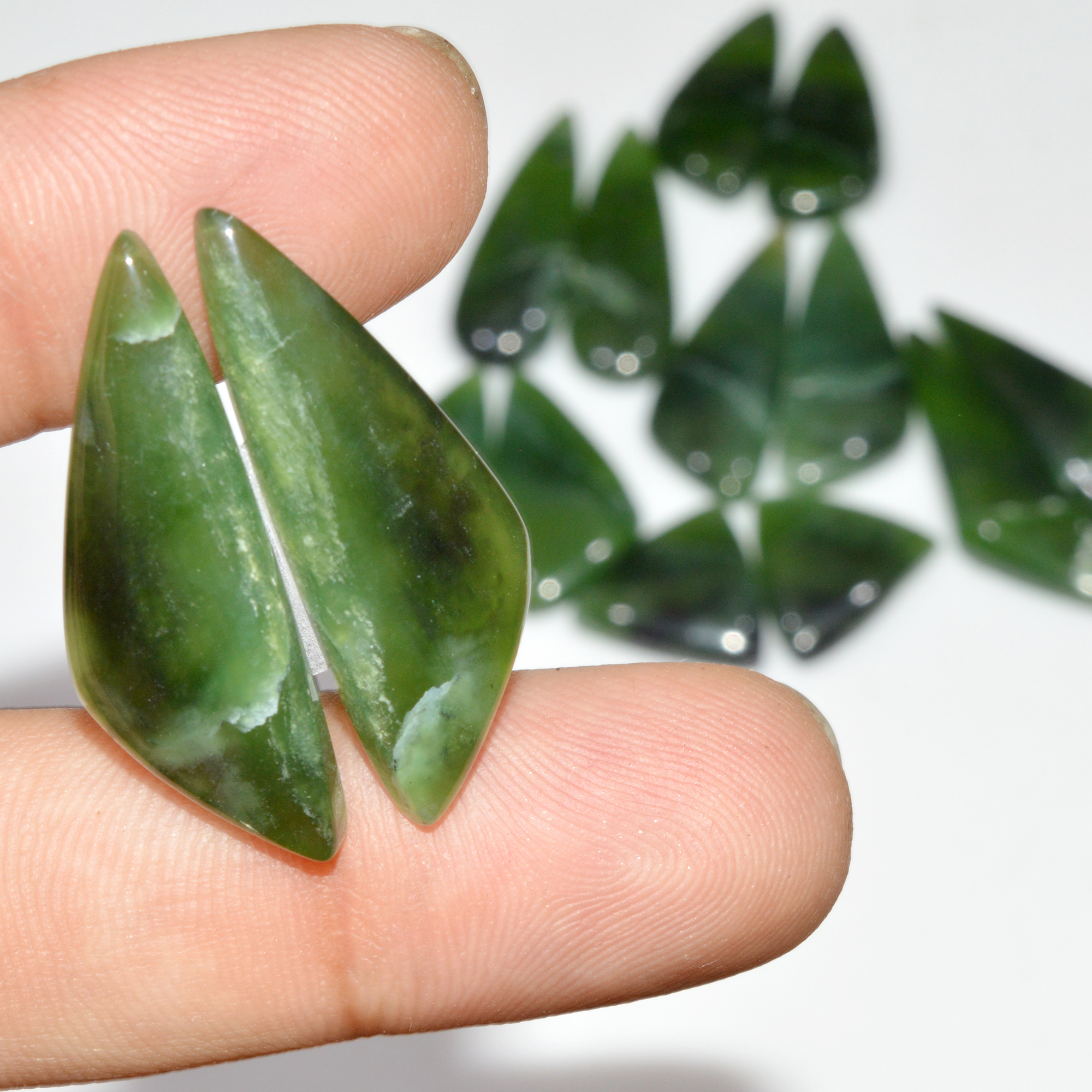7 Pairs 144 Cts Natural Serpentine Flat Back Loose Gemstone For Crystal Healing And Reiki 30x10 15x14mm 18321