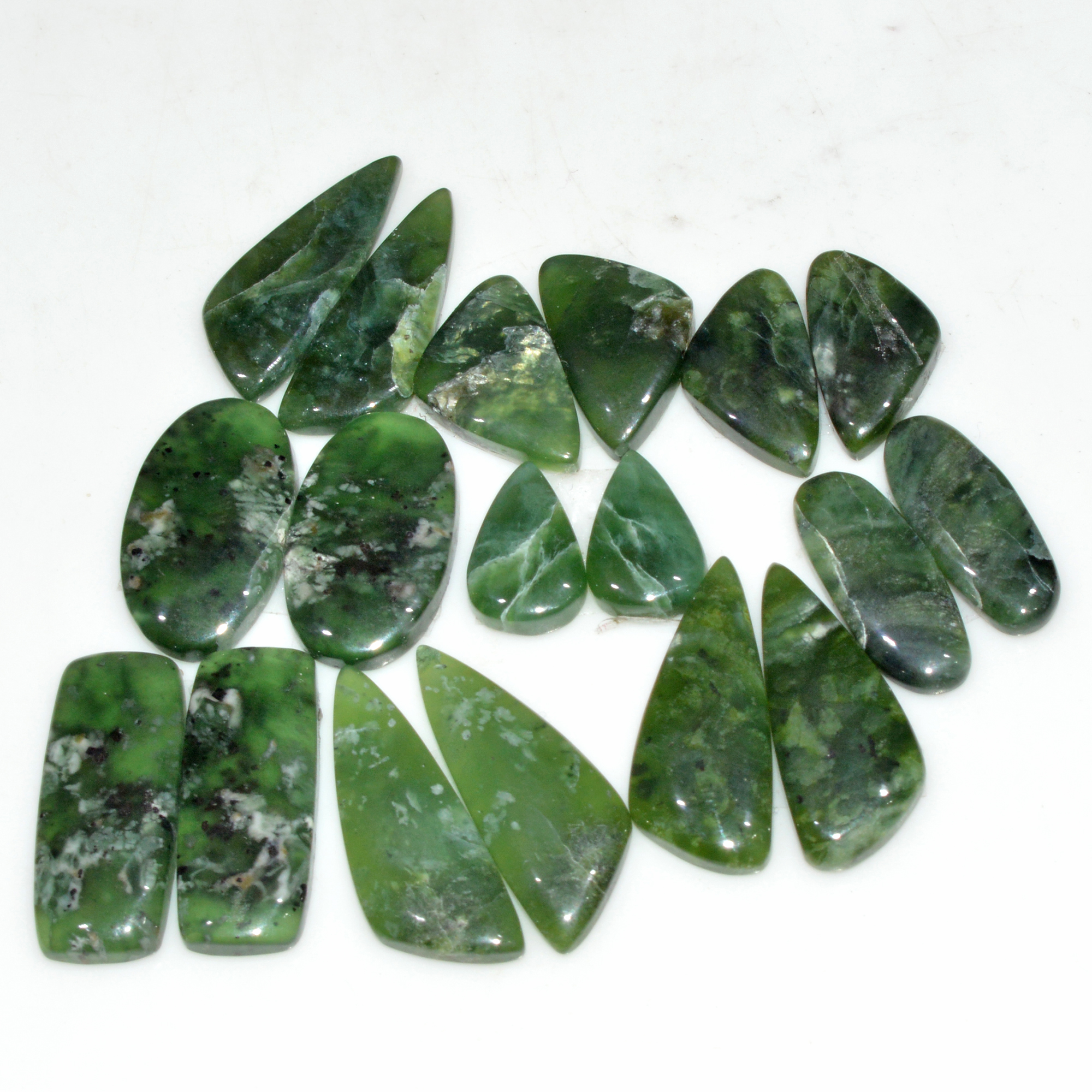 9 Pairs 140 Cts Natural Serpentine Flat Back Loose Gemstone For Crystal Healing And Reiki 25x9 14x8mm 18323