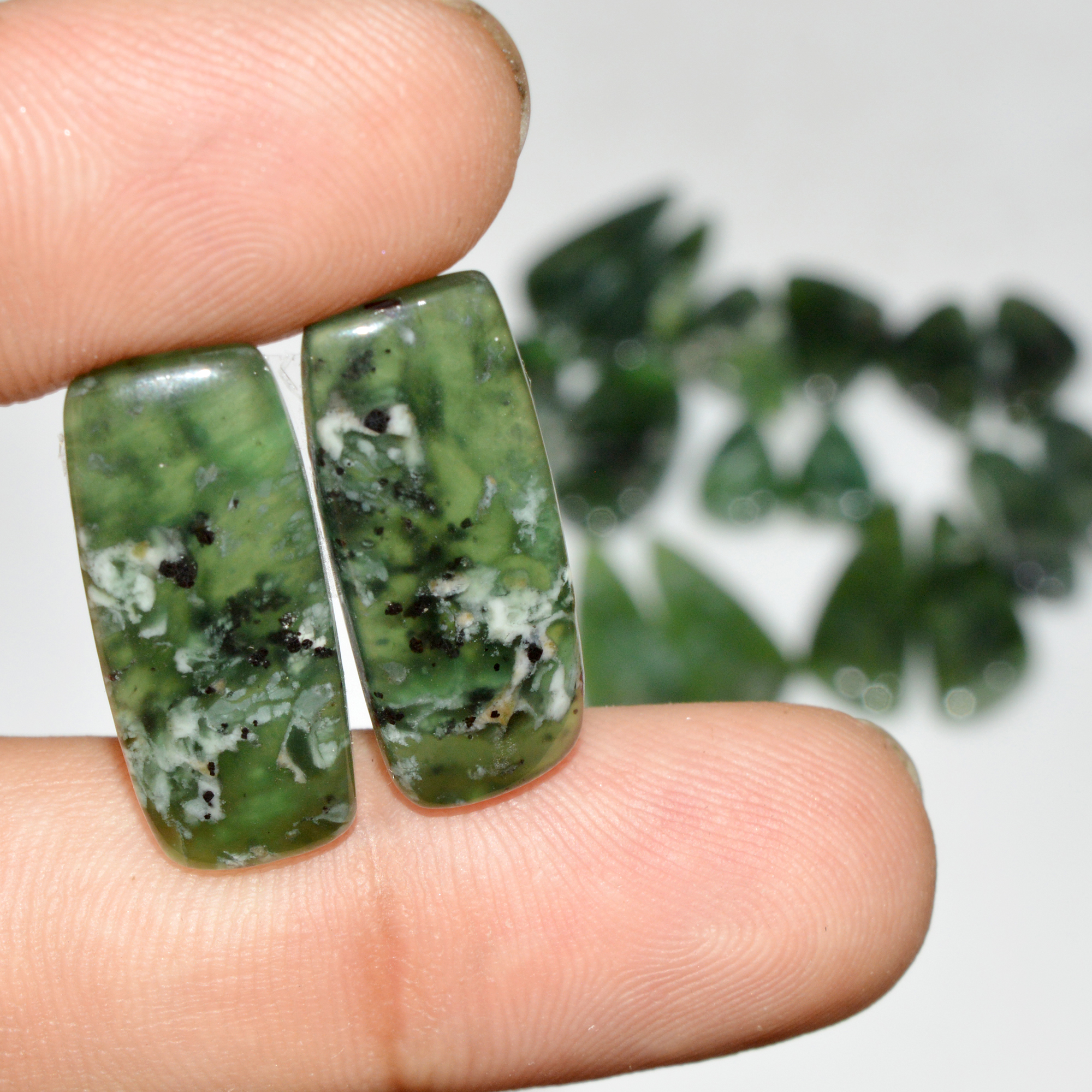 9 Pairs 140 Cts Natural Serpentine Flat Back Loose Gemstone For Crystal Healing And Reiki 25x9 14x8mm 18323