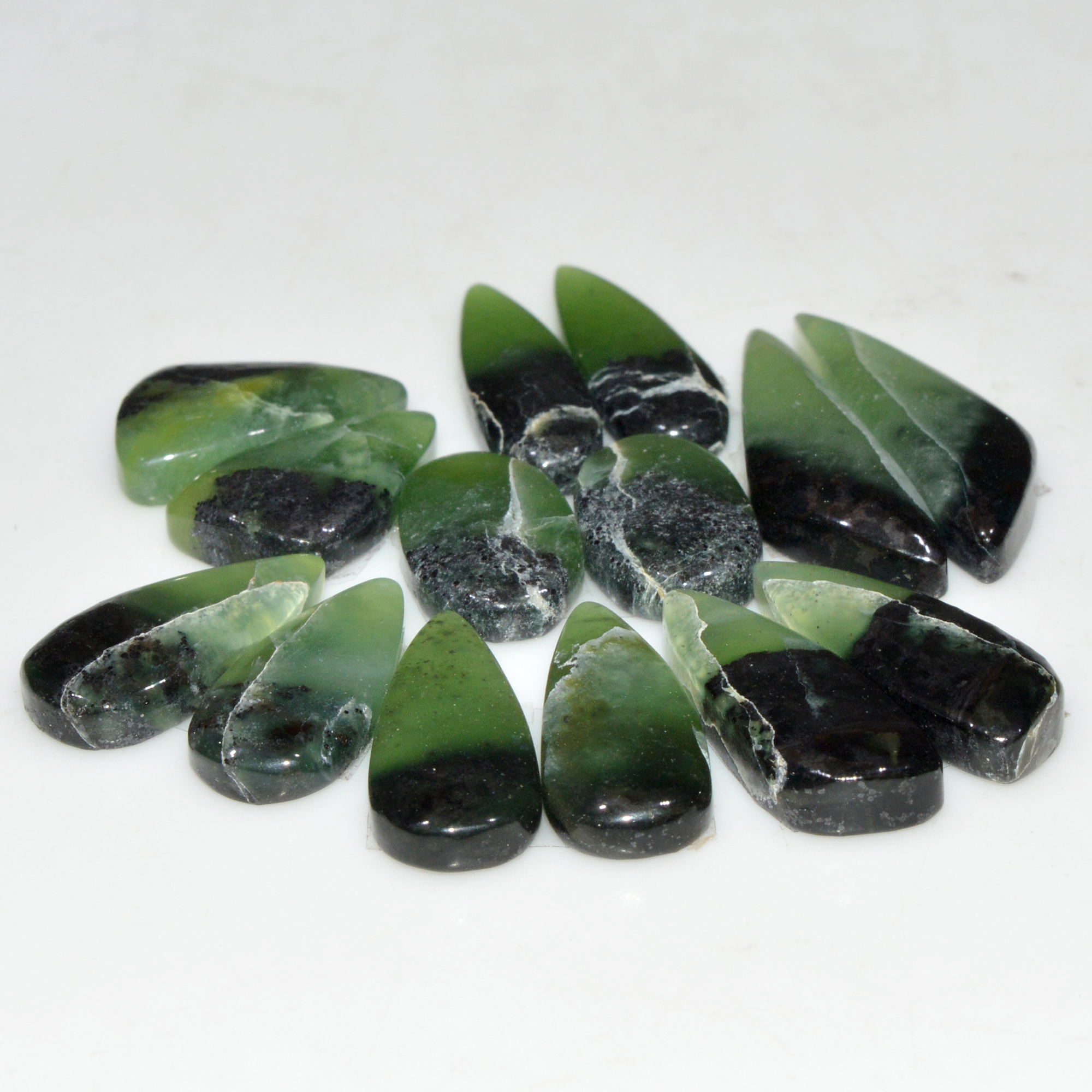 7 Pairs 87 Cts Natural Serpentine Flat Back Loose Gemstone For Crystal Healing And Reiki 25x6 14x8mm 18324