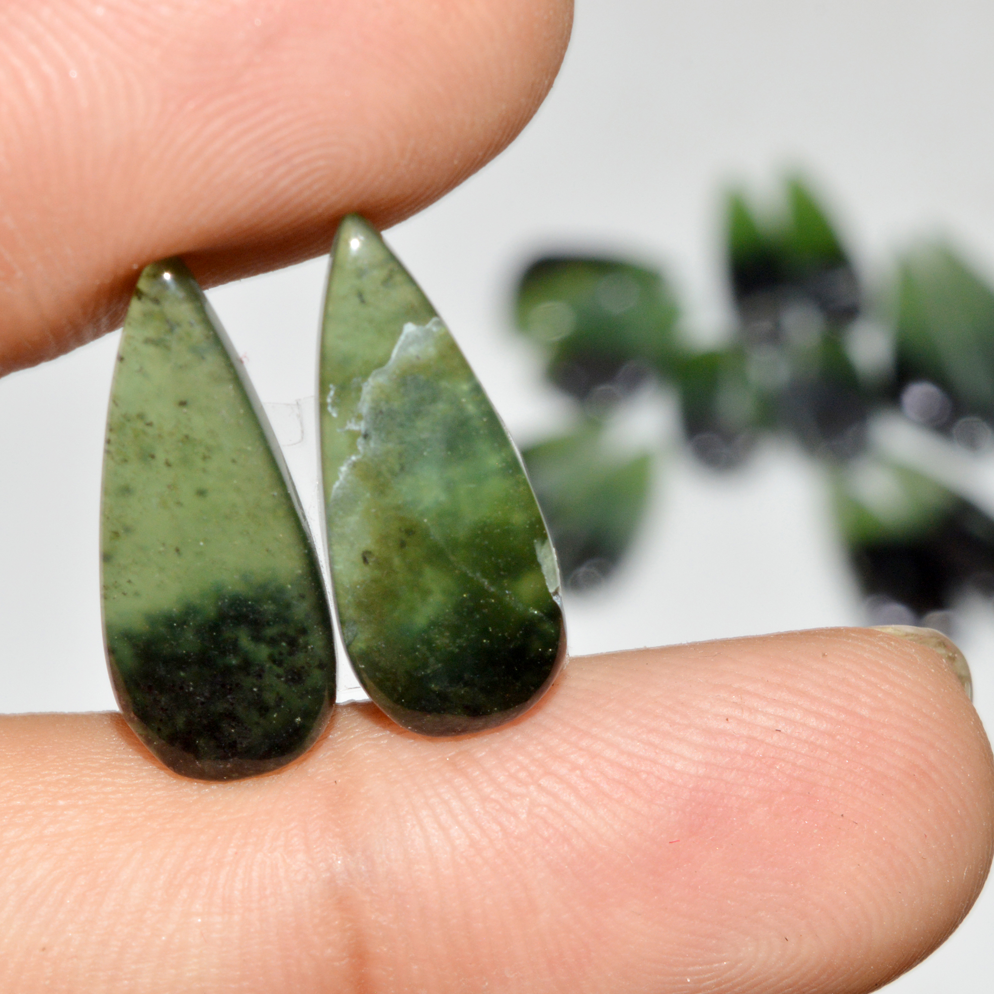 7 Pairs 87 Cts Natural Serpentine Flat Back Loose Gemstone For Crystal Healing And Reiki 25x6 14x8mm 18324