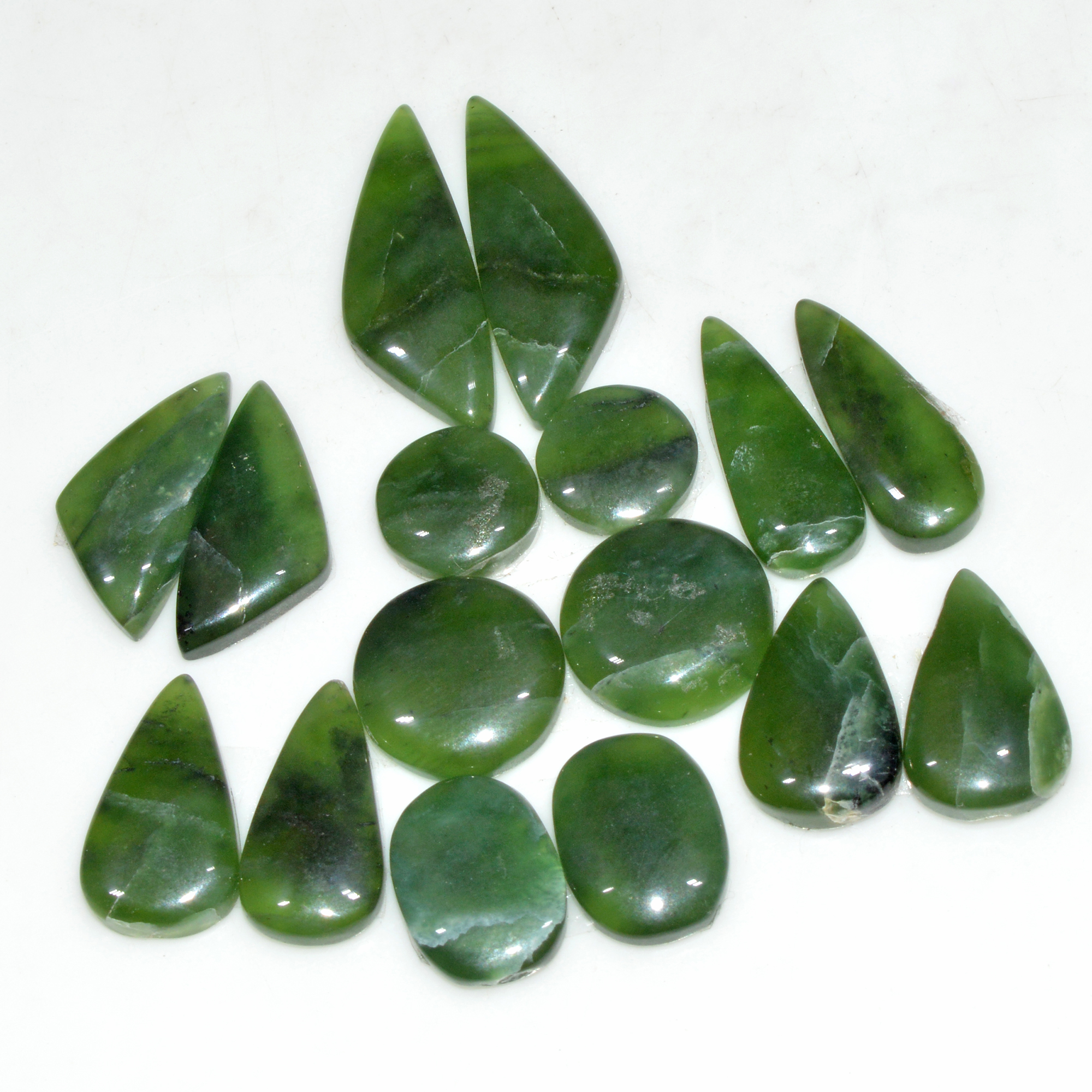 8 Pairs 118 Cts Natural Serpentine Flat Back Loose Gemstone For Crystal Healing And Reiki 26x10 10x10mm 18325