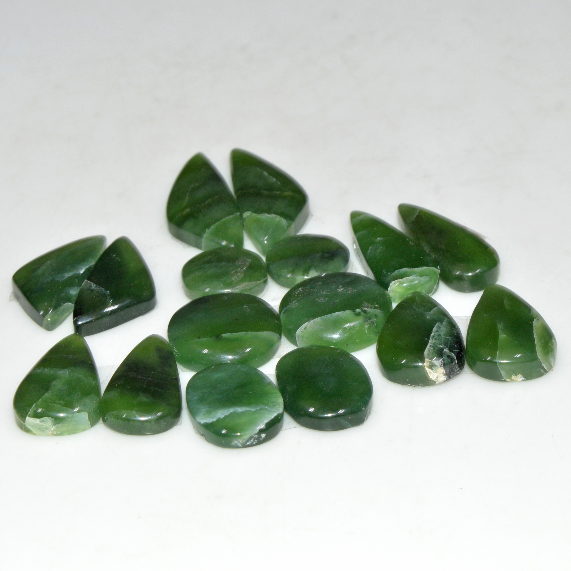 8 Pairs 118 Cts Natural Serpentine Flat Back Loose Gemstone For Crystal Healing And Reiki  26x10 10x10mm 18325