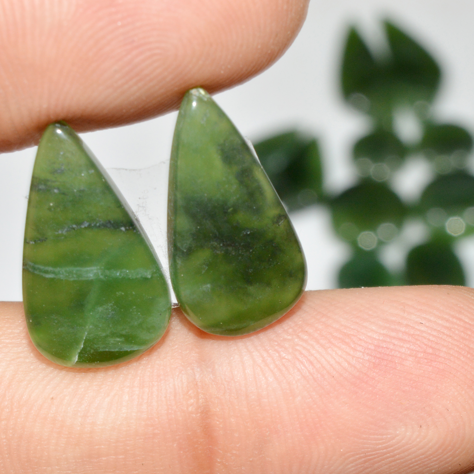 8 Pairs 118 Cts Natural Serpentine Flat Back Loose Gemstone For Crystal Healing And Reiki 26x10 10x10mm 18325