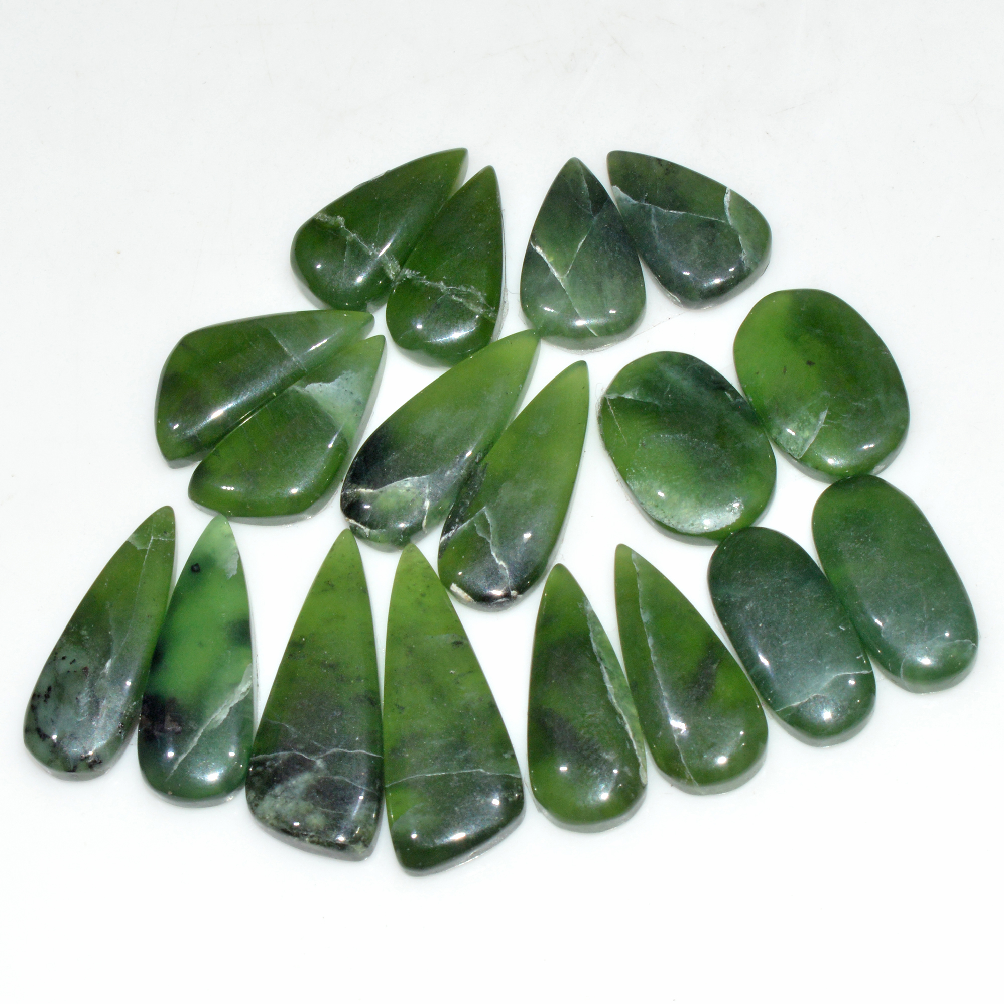 9 Pairs 139 Cts Natural Serpentine Flat Back Loose Gemstone For Crystal Healing And Reiki 27x10 16x10mm 18326