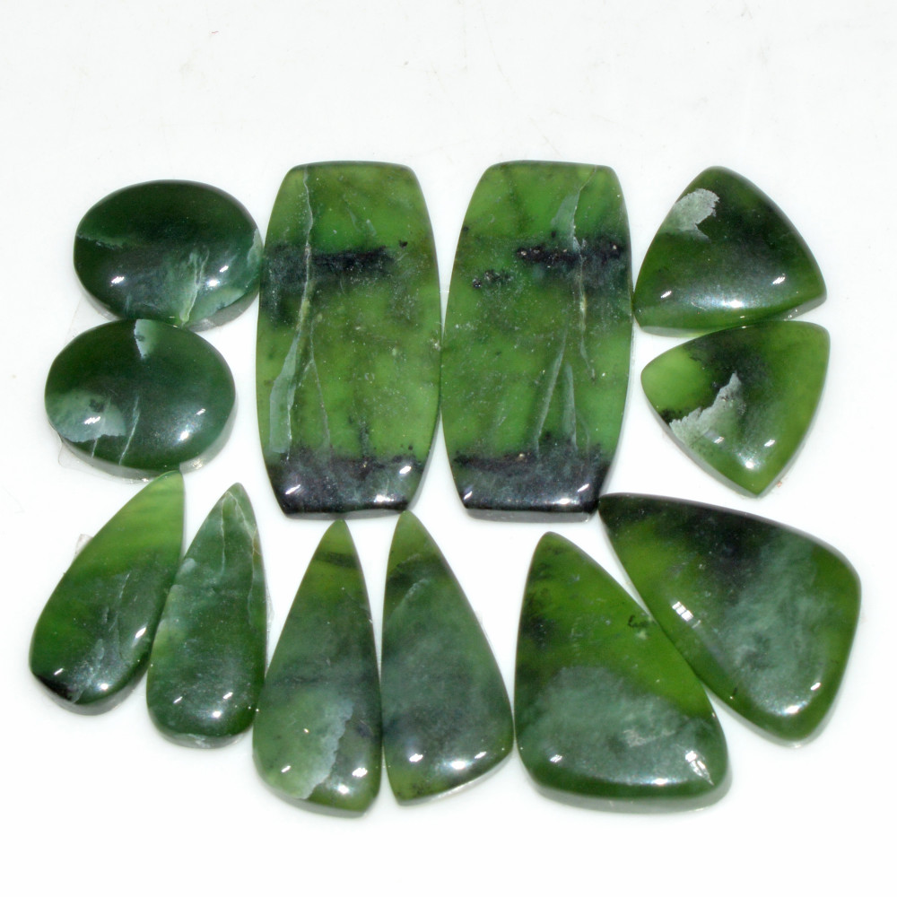 Image of 6 Pairs 124 Cts Natural Serpentine Flat Back Loose Gemstone For Crystal Healing And Reiki 30x14 14x10mm #18327