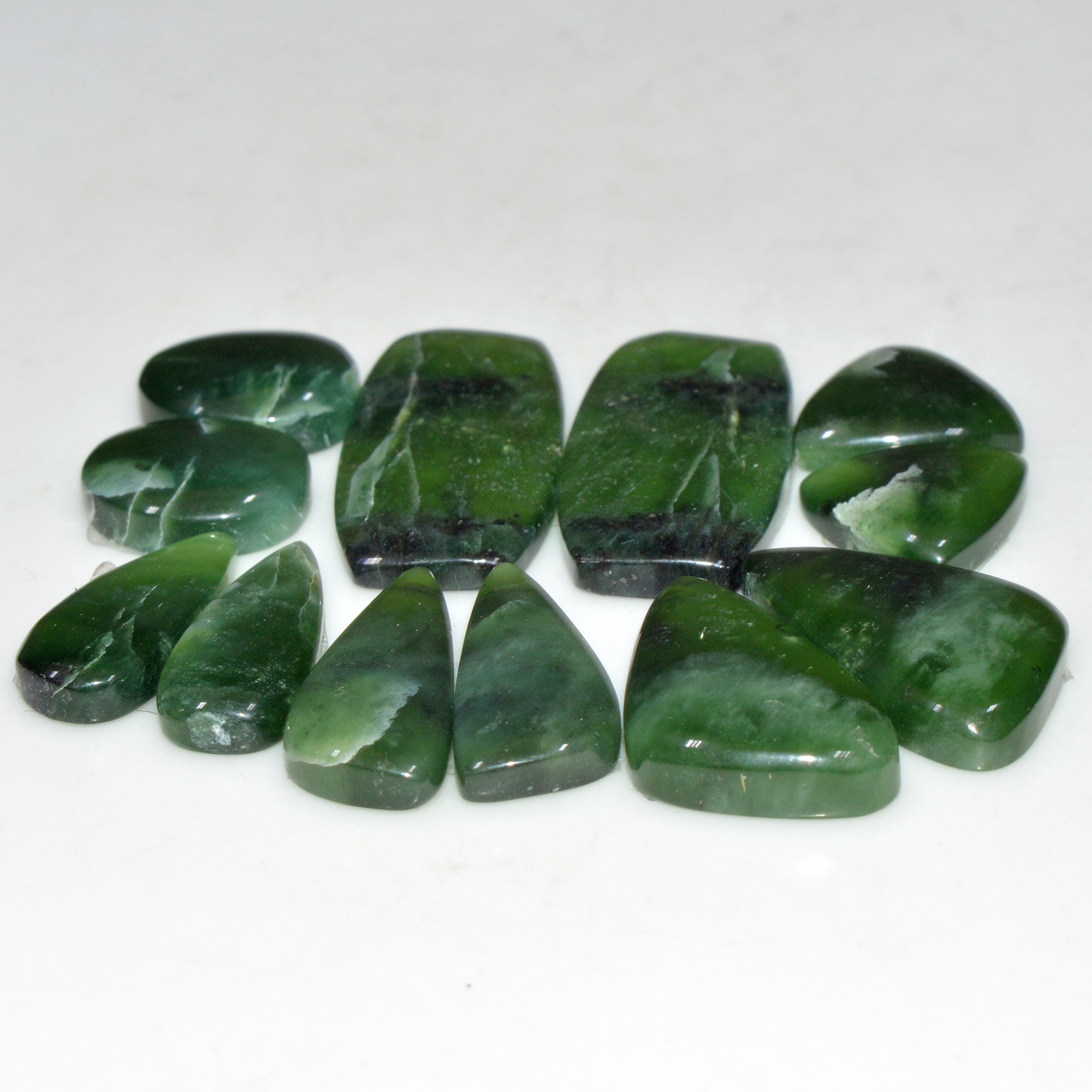 6 Pairs 124 Cts Natural Serpentine Flat Back Loose Gemstone For Crystal Healing And Reiki 30x14 14x10mm 18327