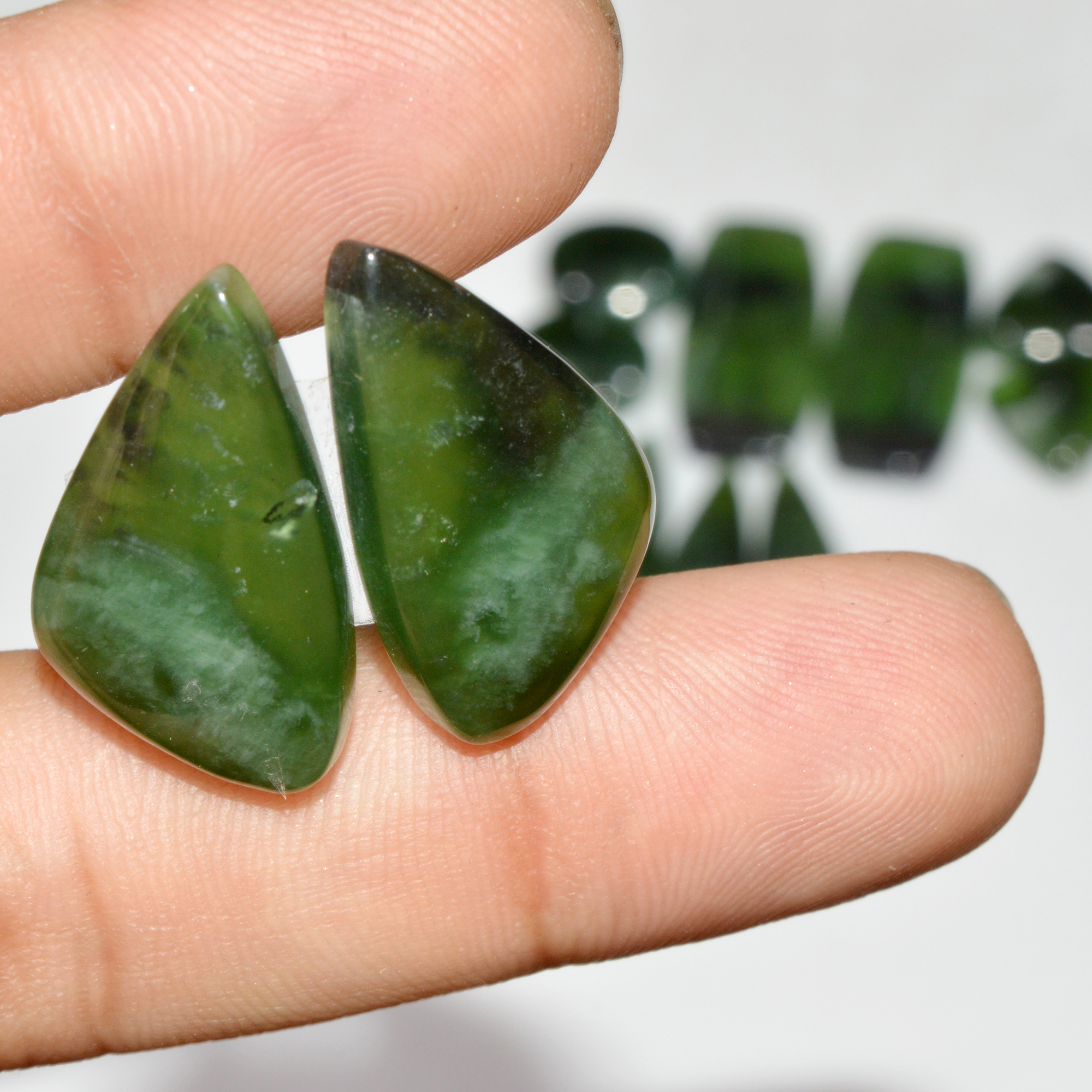 6 Pairs 124 Cts Natural Serpentine Flat Back Loose Gemstone For Crystal Healing And Reiki 30x14 14x10mm 18327