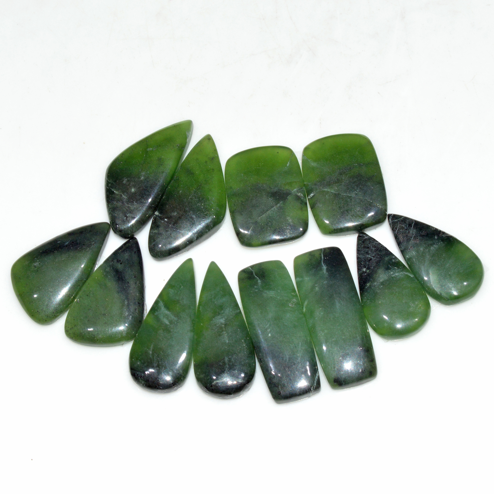 6 Pairs 125 Cts Natural Serpentine Flat Back Loose Gemstone For Crystal Healing And Reiki 25x10 19x14mm 18328