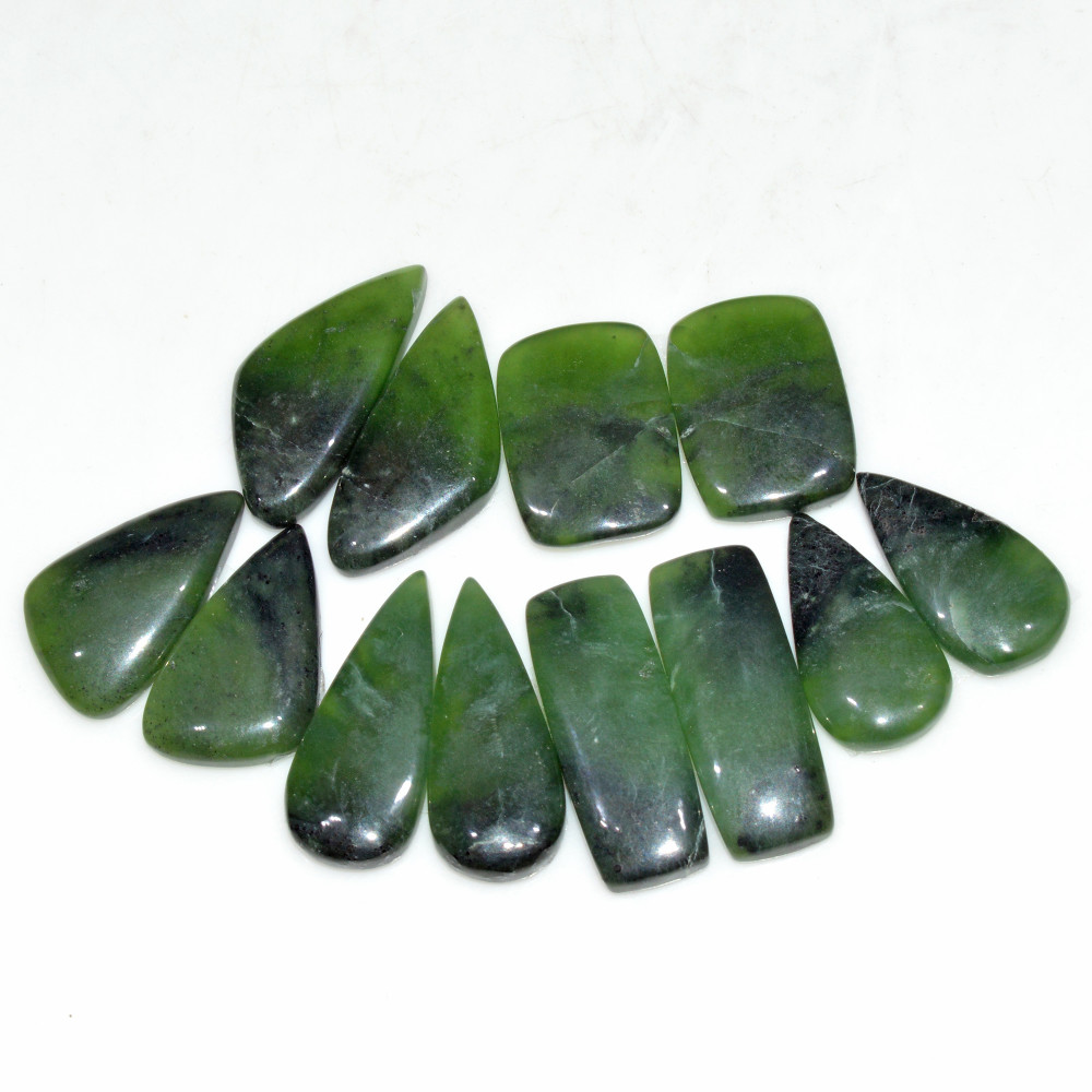 Image of 6 Pairs 125 Cts Natural Serpentine Flat Back Loose Gemstone For Crystal Healing And Reiki 25x10 19x14mm #18328