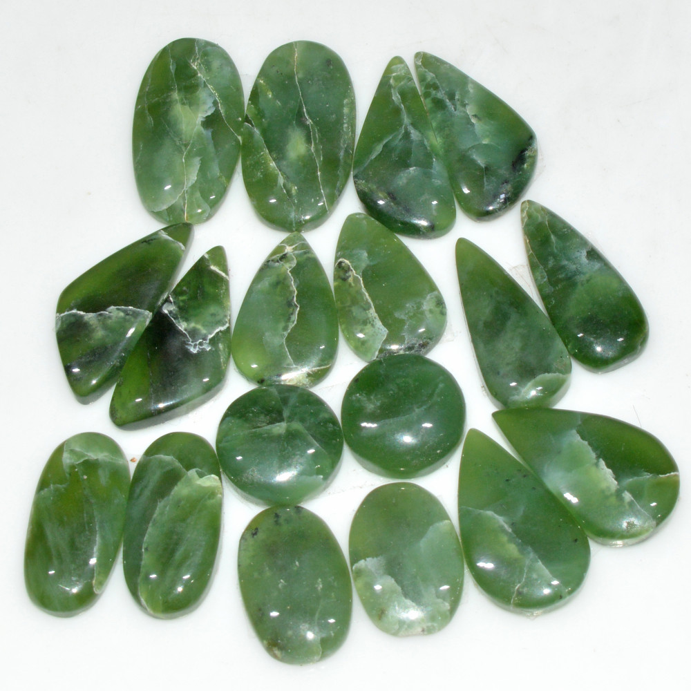 Image of 9 Pairs 125 Cts Natural Serpentine Flat Back Loose Gemstone For Crystal Healing And Reiki 20x10 10x10mm #18329