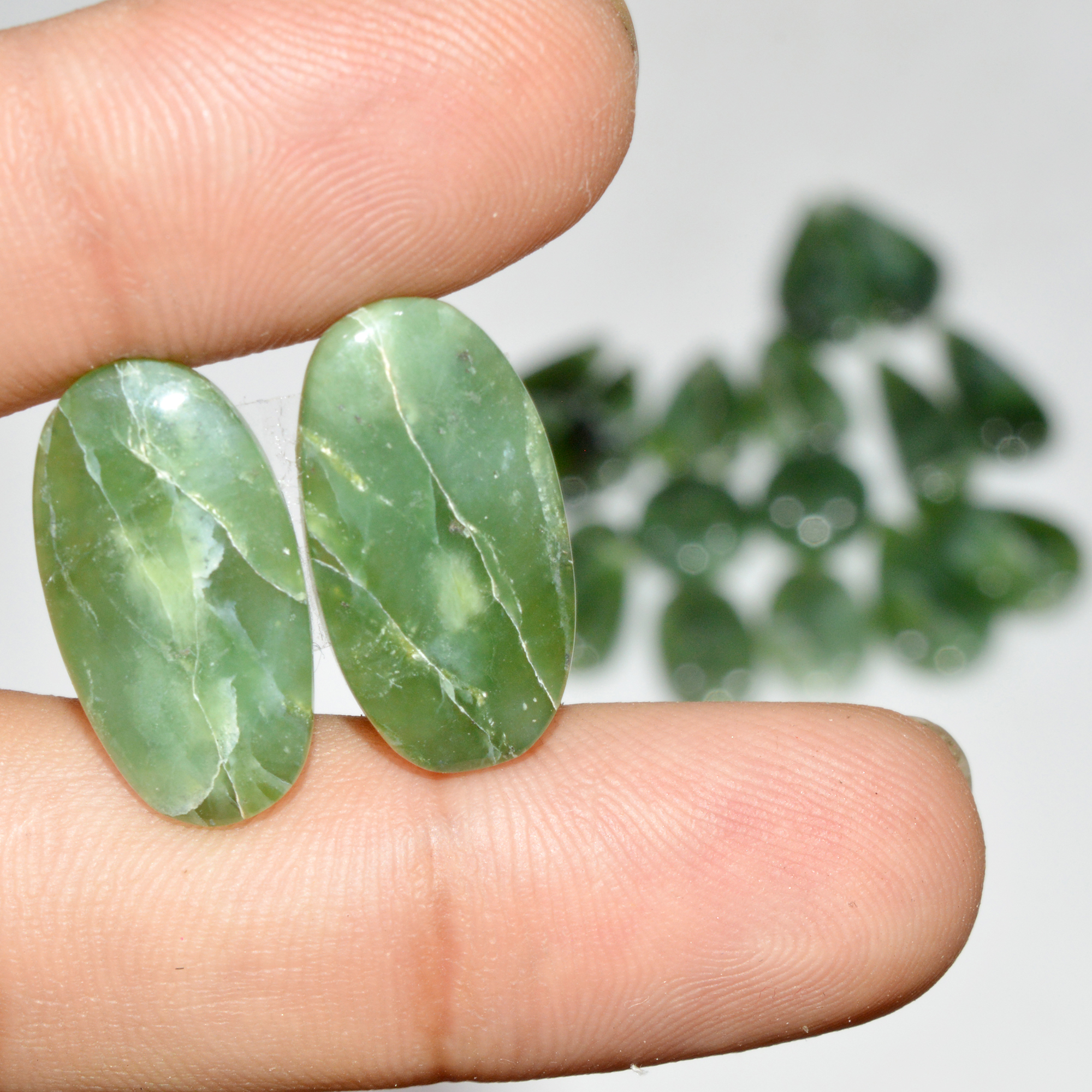 9 Pairs 125 Cts Natural Serpentine Flat Back Loose Gemstone For Crystal Healing And Reiki 20x10 10x10mm 18329