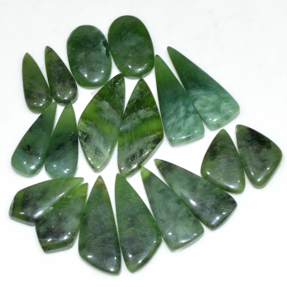 Image of 9 Pairs 168 Cts Natural Serpentine Flat Back Loose Gemstone For Crystal Healing And Reiki 30x10 20x10mm #18330