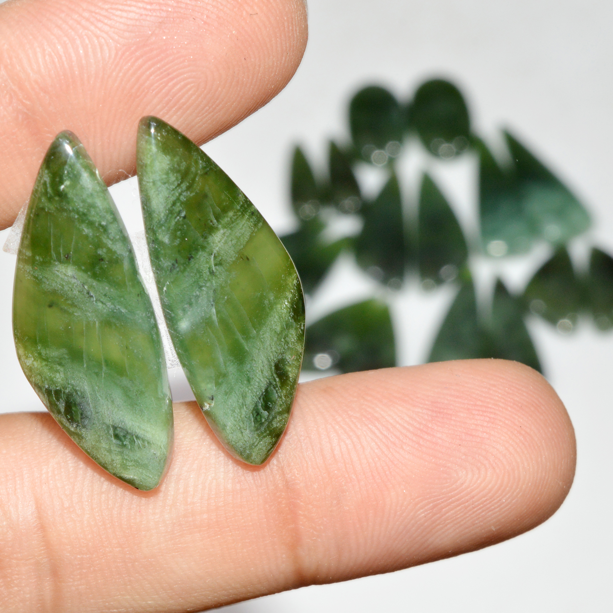 9 Pairs 168 Cts Natural Serpentine Flat Back Loose Gemstone For Crystal Healing And Reiki 30x10 20x10mm 18330