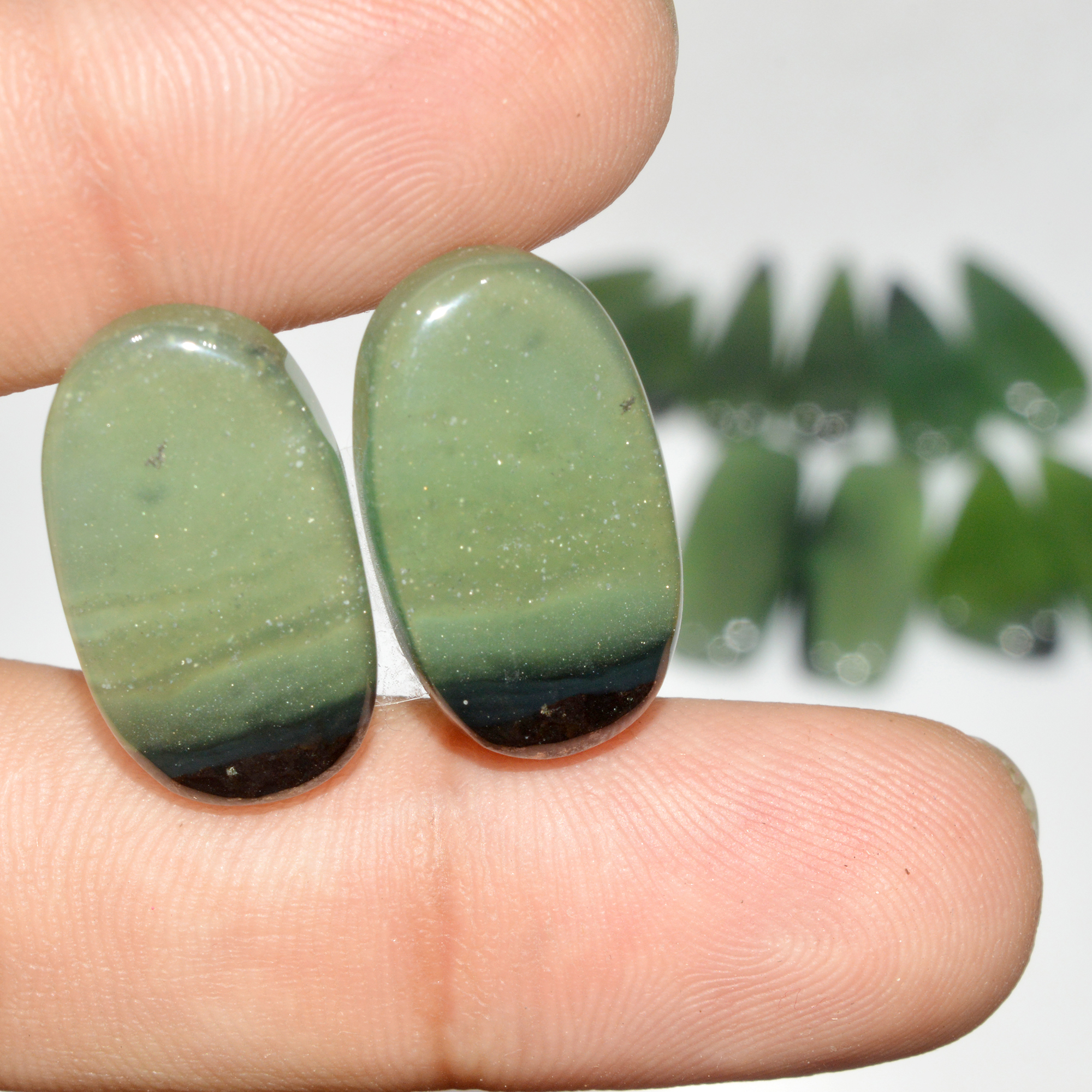 6 Pairs 126 Cts Natural Serpentine Flat Back Loose Gemstone For Crystal Healing And Reiki 24x10 20x10mm 18331