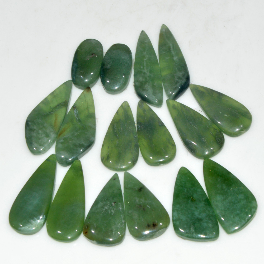 Image of 8 Pairs 120 Cts Natural Serpentine Flat Back Loose Gemstone For Crystal Healing And Reiki 25x10 15x8mm #18332