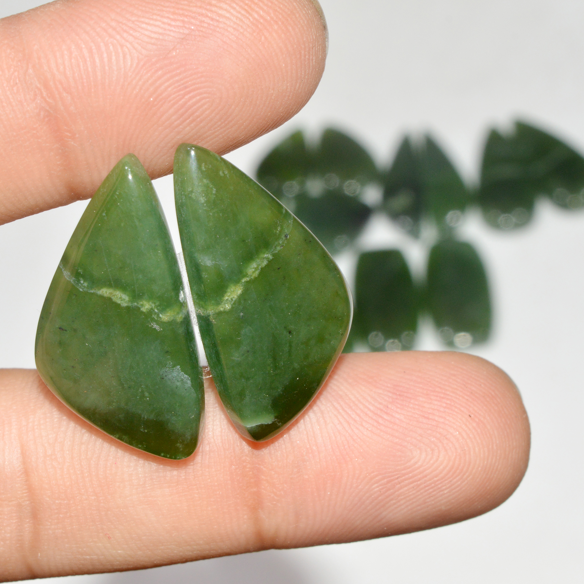 7 Pairs 163 Cts Natural Serpentine Flat Back Loose Gemstone For Crystal Healing And Reiki 26x14 16x10mm 18333