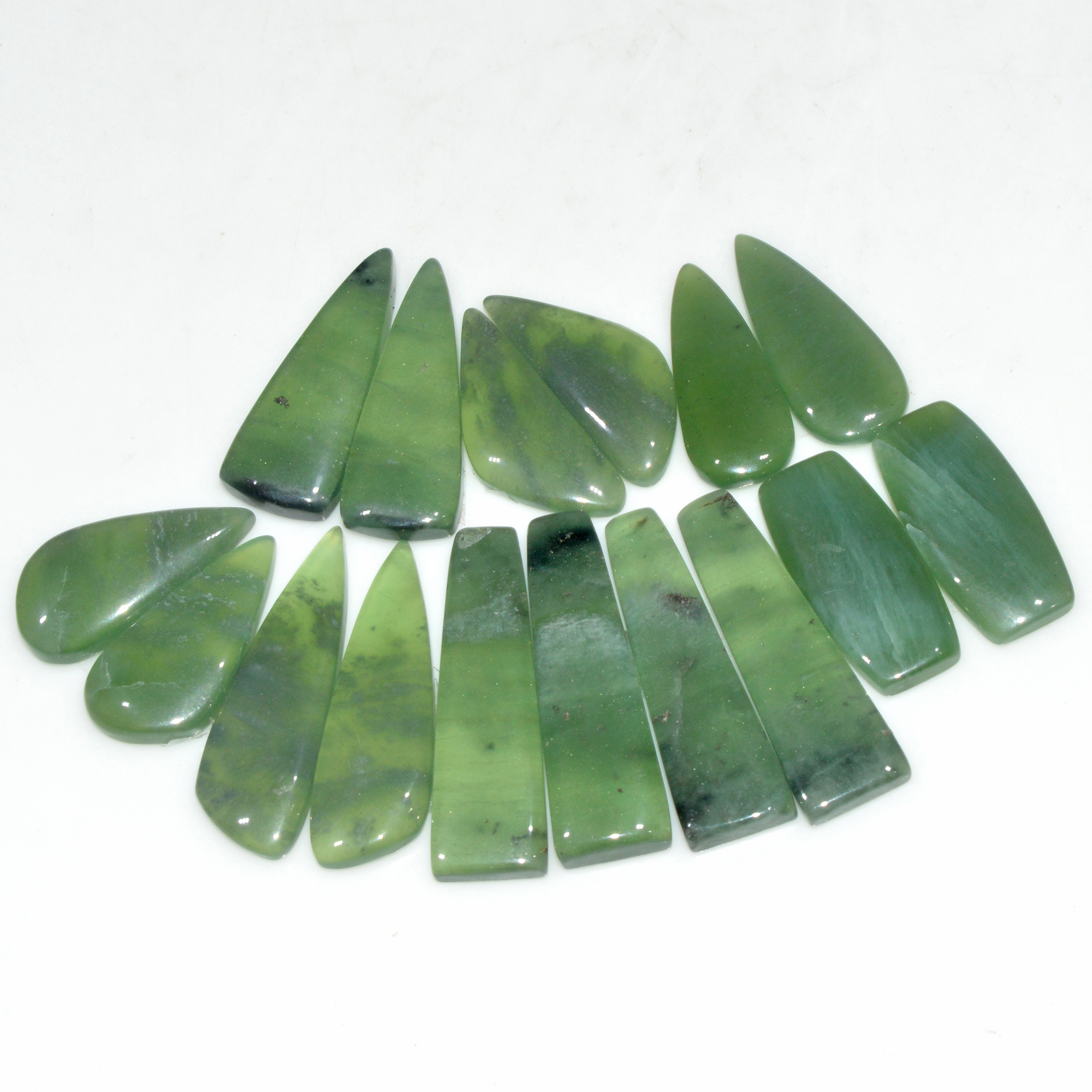 8 Pairs 157 Cts Natural Serpentine Flat Back Loose Gemstone For Crystal Healing And Reiki 30x10 21x10mm 18334