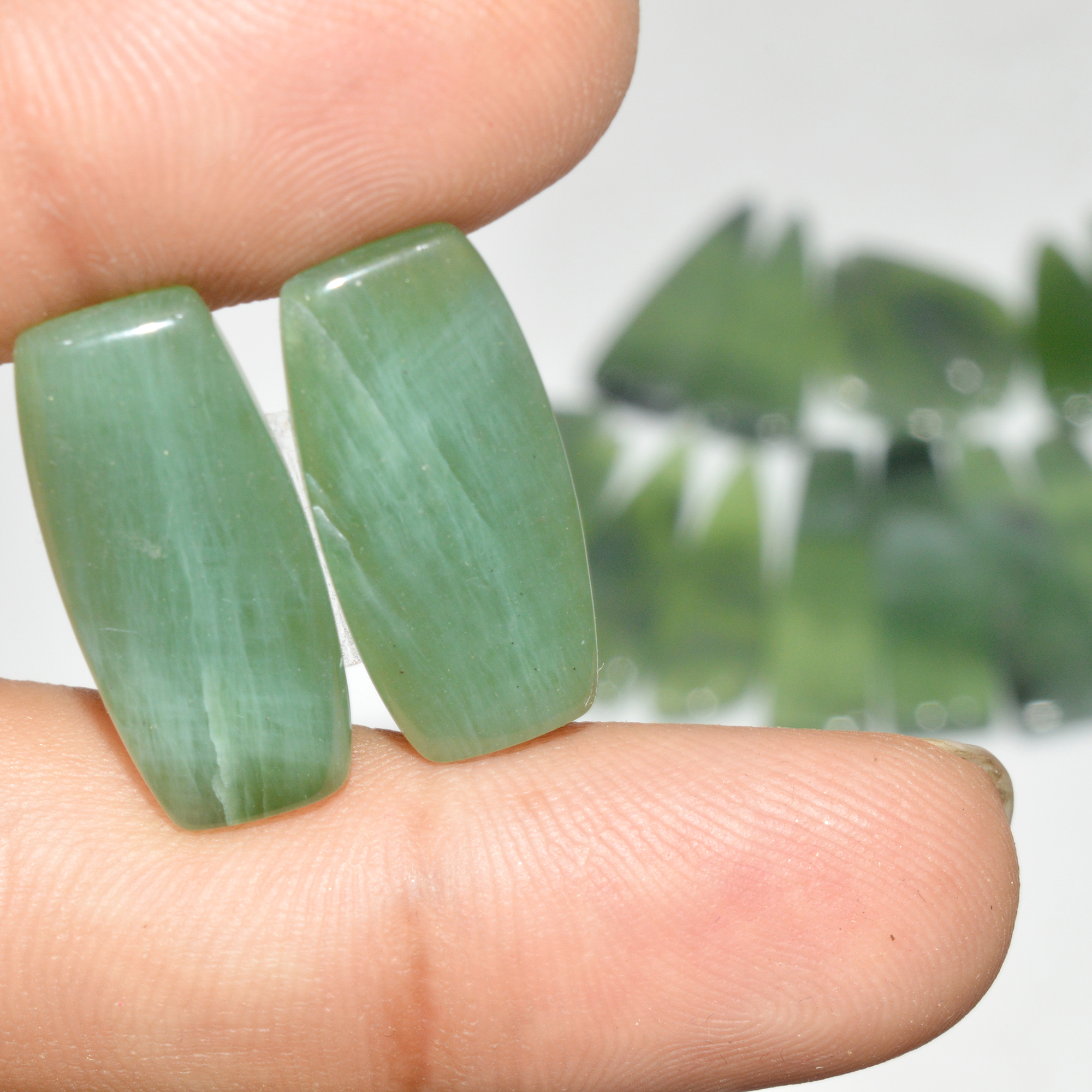 8 Pairs 157 Cts Natural Serpentine Flat Back Loose Gemstone For Crystal Healing And Reiki 30x10 21x10mm 18334