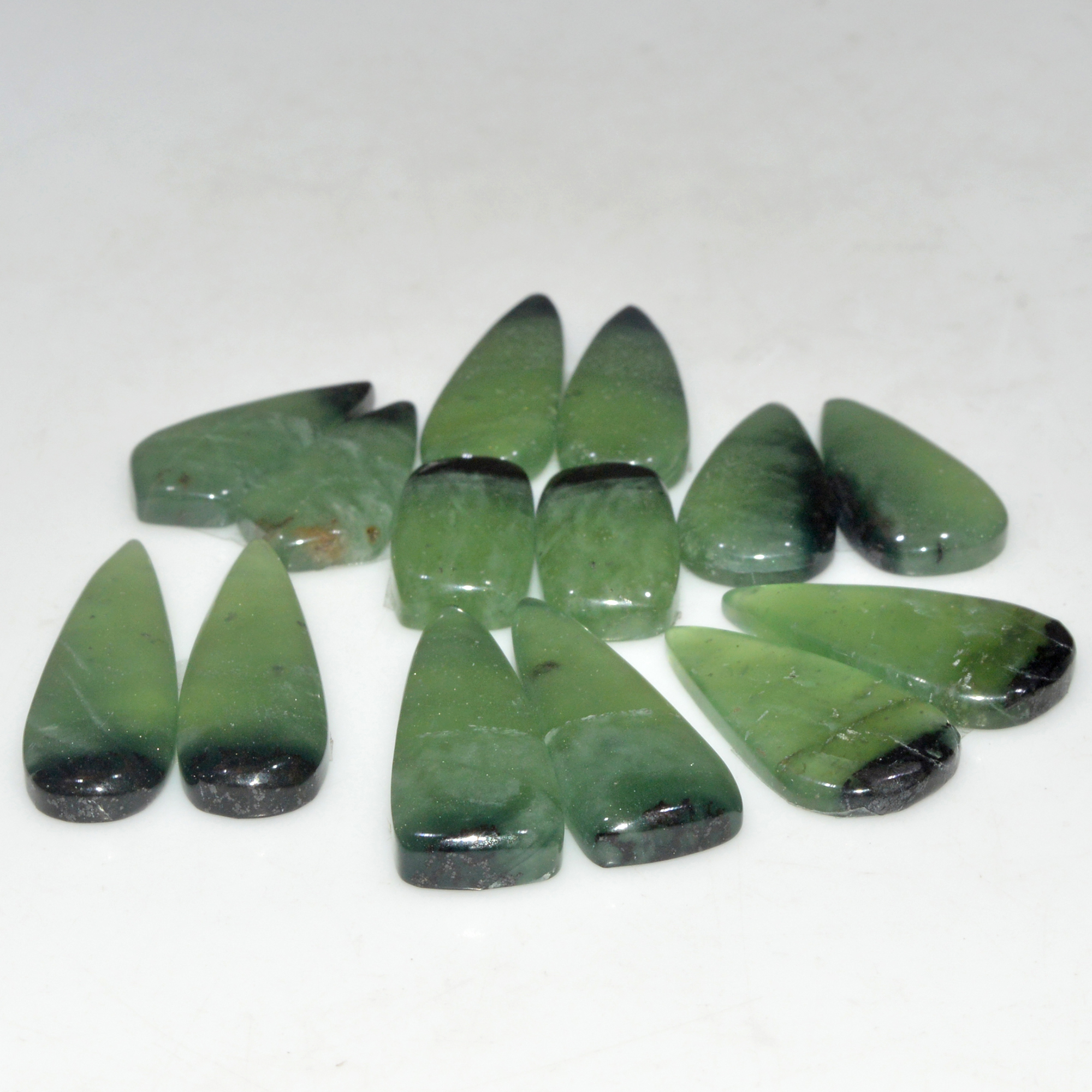 7 Pairs 129 Cts Natural Serpentine Flat Back Loose Gemstone For Crystal Healing And Reiki 30x9 17x8mm 18336