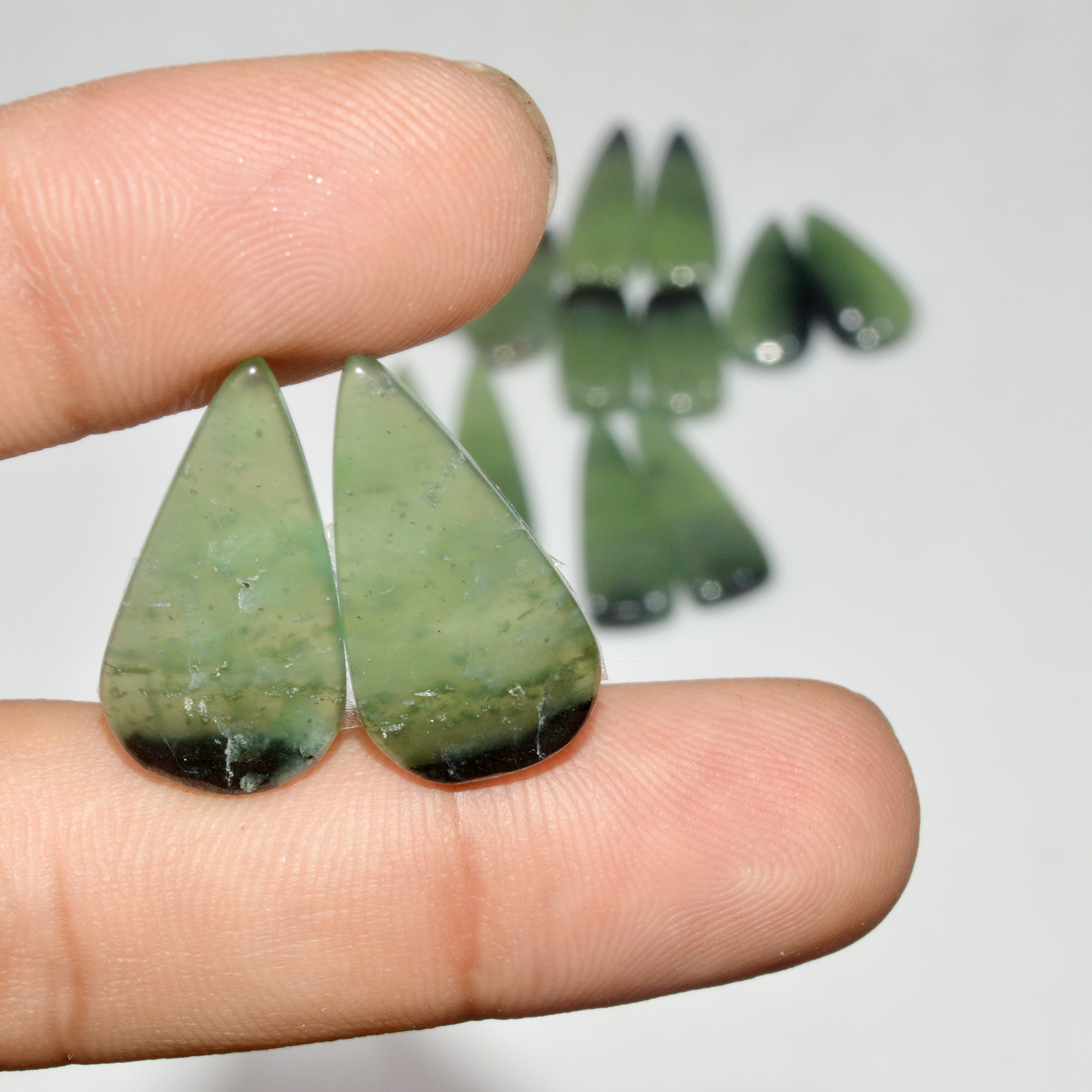 7 Pairs 129 Cts Natural Serpentine Flat Back Loose Gemstone For Crystal Healing And Reiki 30x9 17x8mm 18336