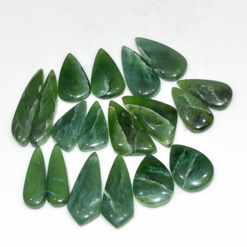 Image of 9 Pairs 148 Cts Natural Serpentine Flat Back Loose Gemstone For Crystal Healing And Reiki 29x5 18x12mm #18337