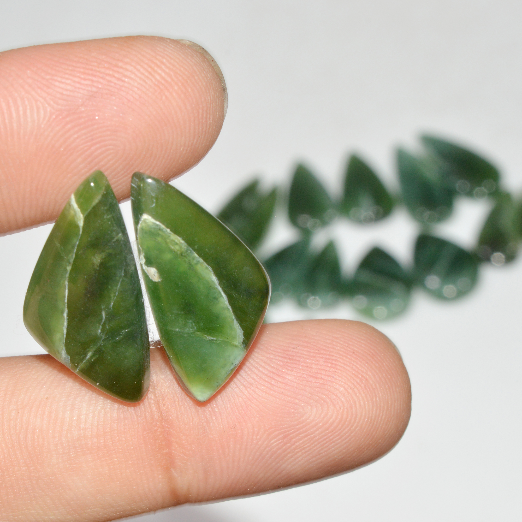 9 Pairs 148 Cts Natural Serpentine Flat Back Loose Gemstone For Crystal Healing And Reiki 29x5 18x12mm 18337