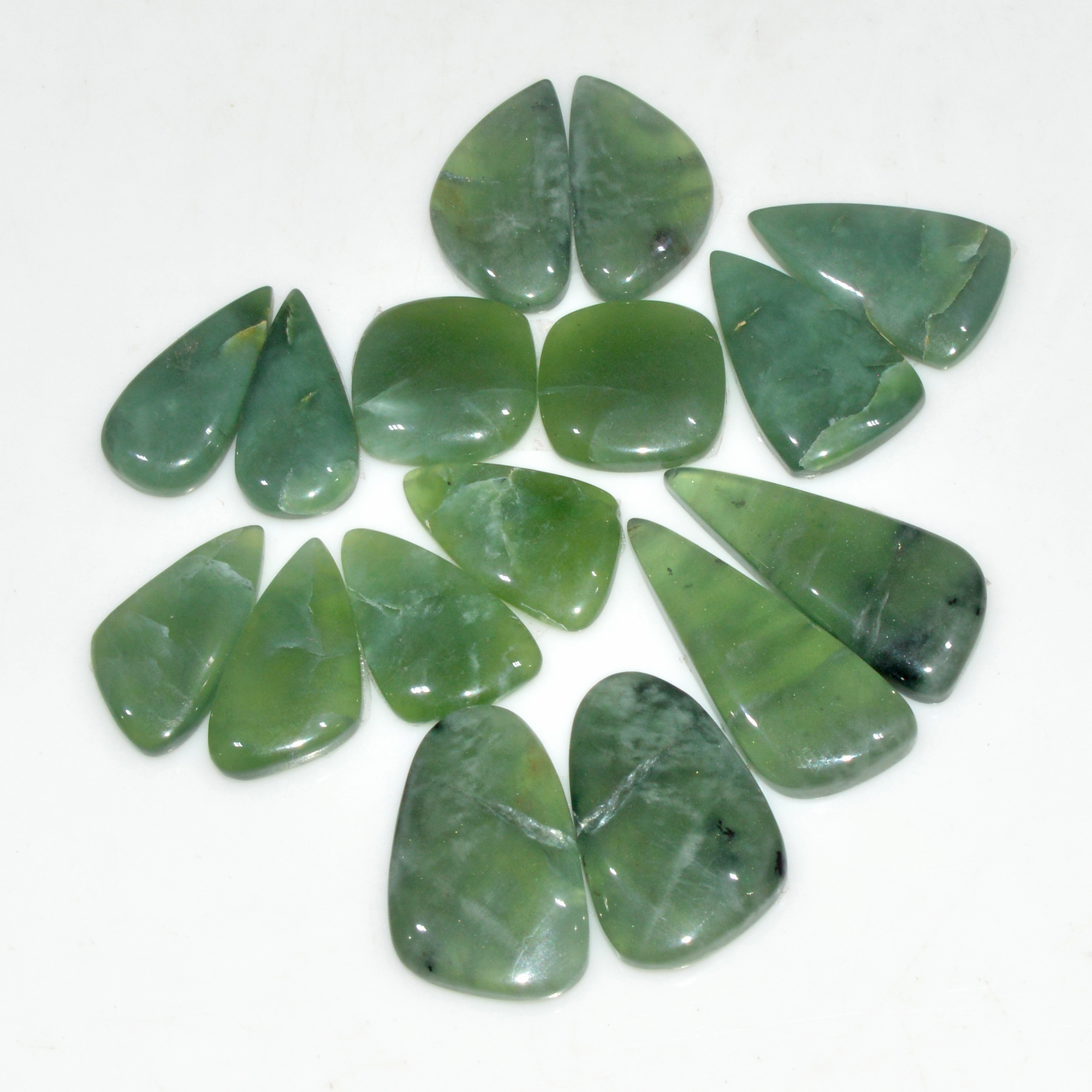 8 Pairs 141 Cts Natural Serpentine Flat Back Loose Gemstone For Crystal Healing And Reiki 29x10 14x14mm 18338