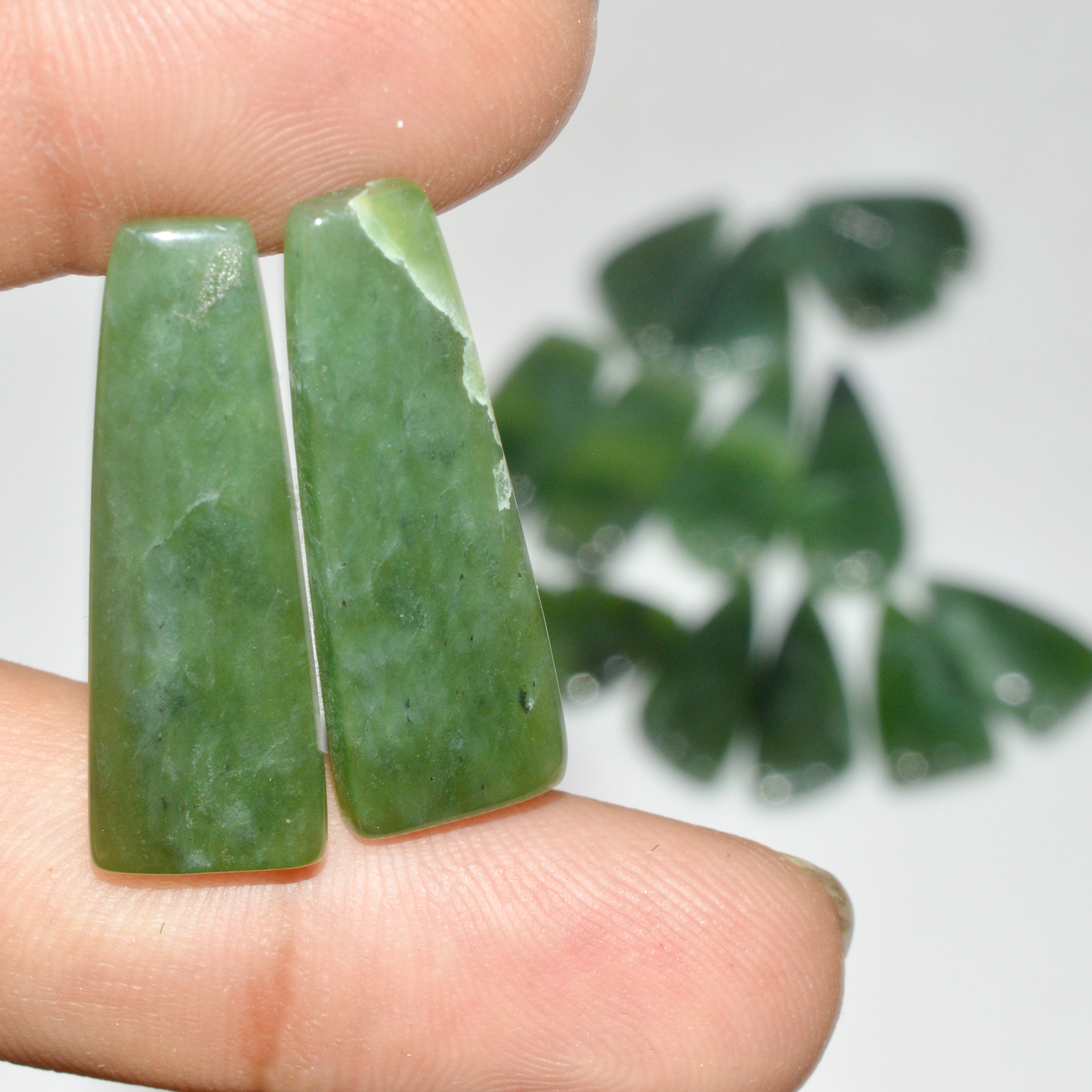 8 Pairs 174 Cts Natural Serpentine Flat Back Loose Gemstone For Crystal Healing And Reiki 30x10 14x13mm 18339