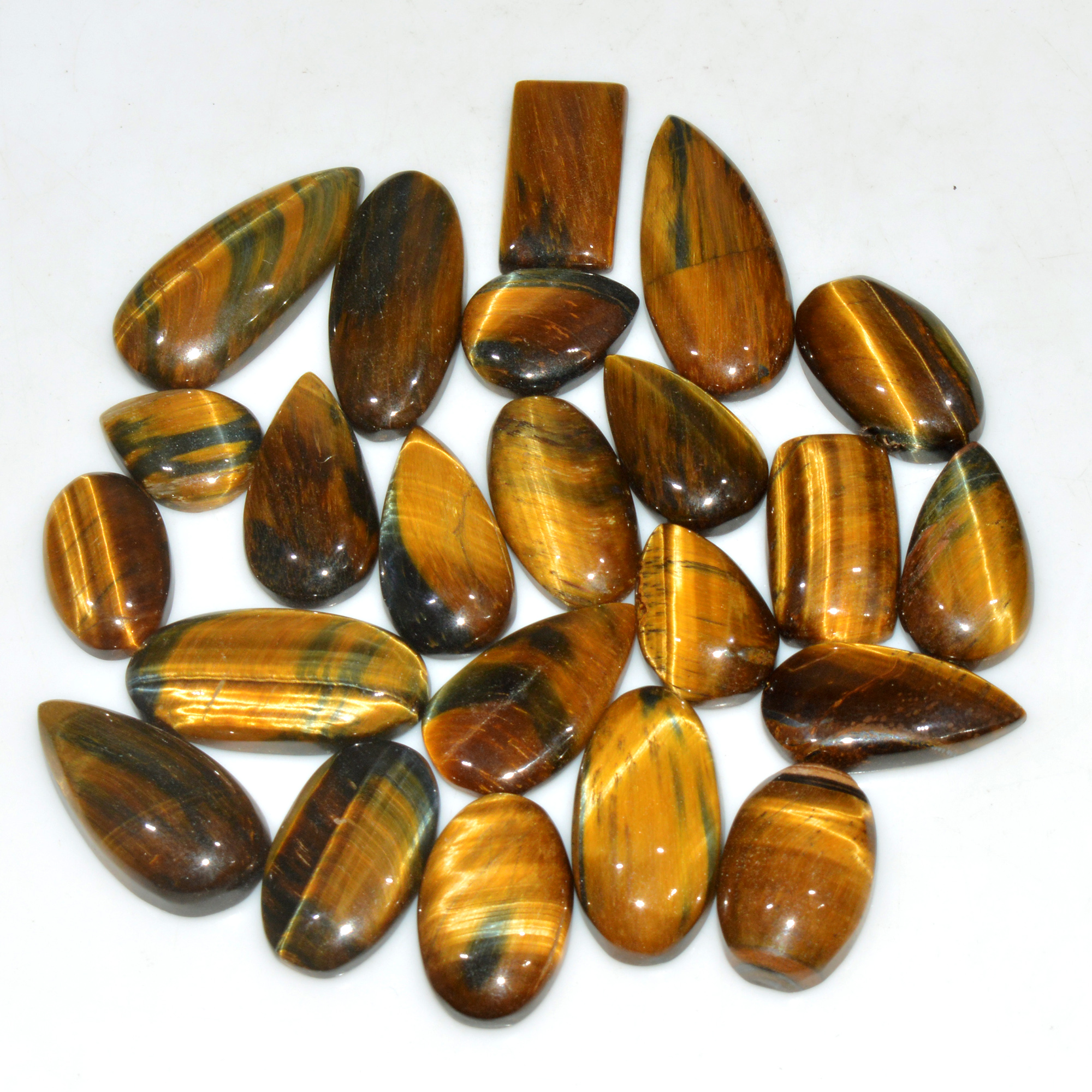 23 Pcs 318 Cts Natural Tiger Eye Cabochon Jewelry Making Gemstone Lot 30x12 15x11mm 18340