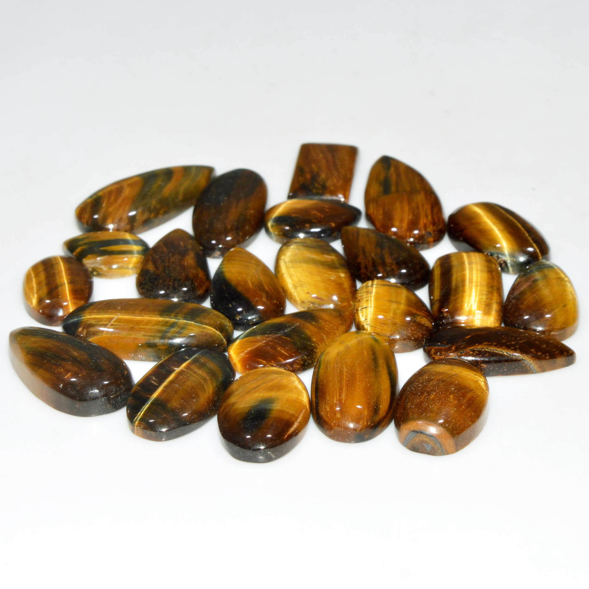 23 Pcs 318 Cts Natural Tiger Eye Cabochon Jewelry Making Gemstone Lot 30x12 15x11mm 18340