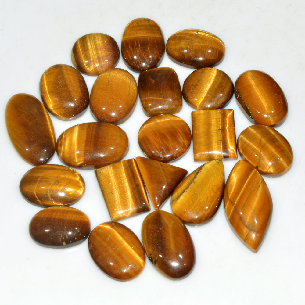 Image of 21 Pcs 310 Cts Natural Tiger Eye Cabochon Jewelry Making Gemstone Lot 30x14 15x15mm #18341