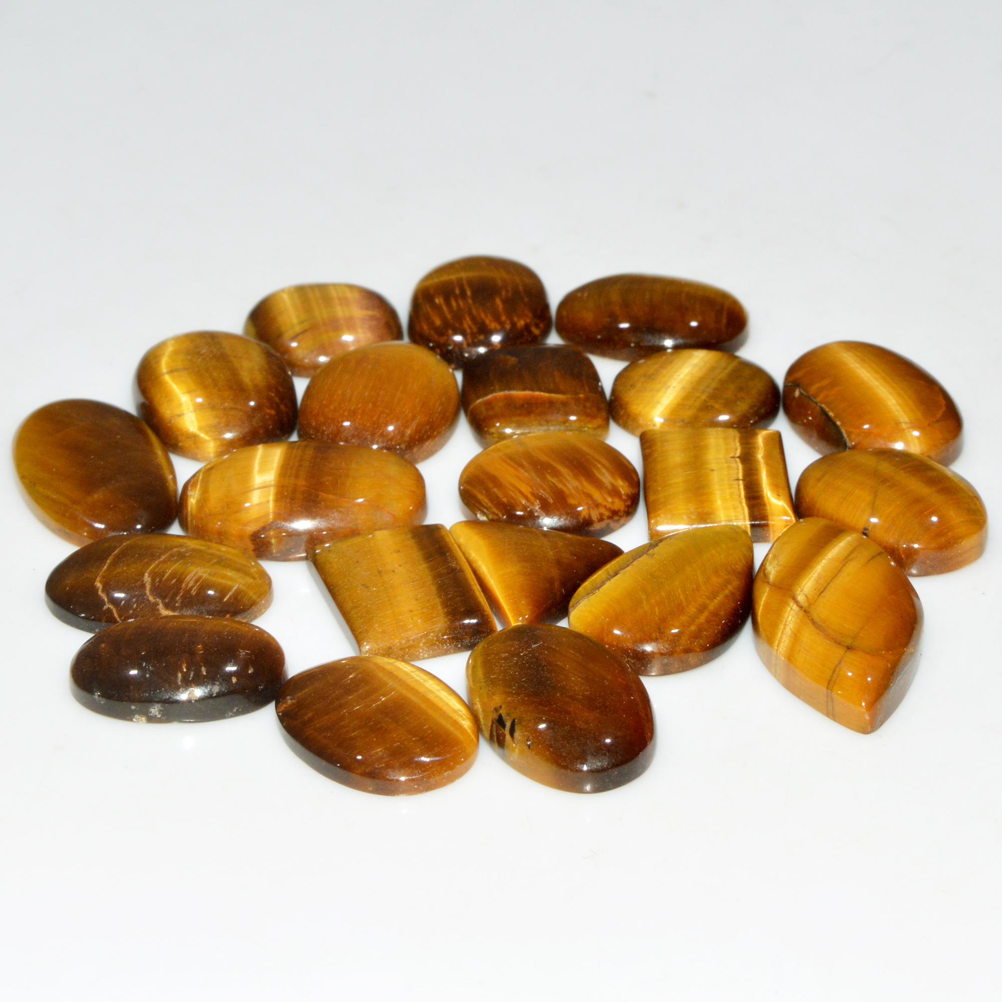 21 Pcs 310 Cts Natural Tiger Eye Cabochon Jewelry Making Gemstone Lot 30x14 15x15mm 18341