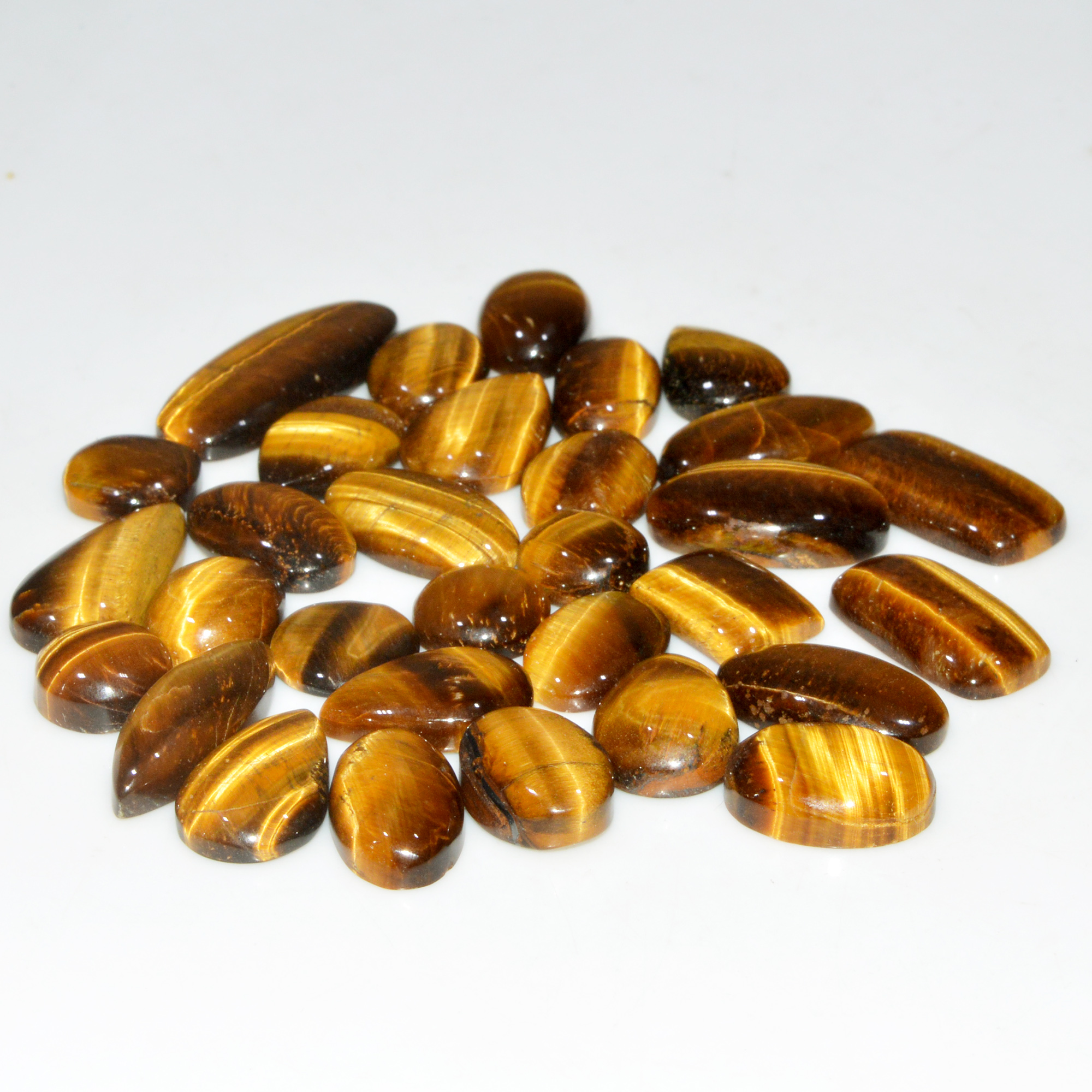 30 Pcs 359 Cts Natural Tiger Eye Cabochon Jewelry Making Gemstone Lot 32x11 10x10mm 18342