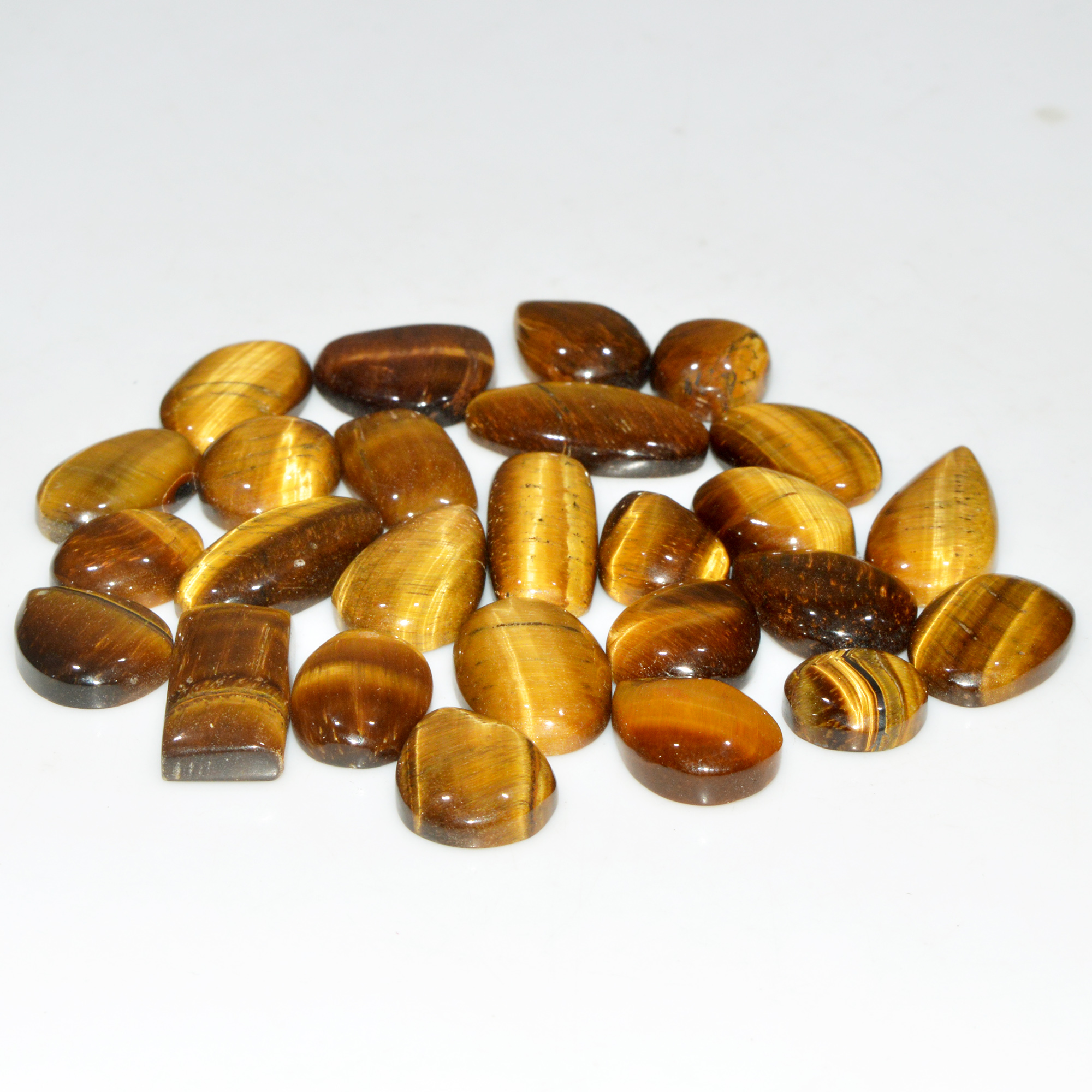 25 Pcs 311 Cts Natural Tiger Eye Cabochon Jewelry Making Gemstone Lot 25x10 10x10mm 18343